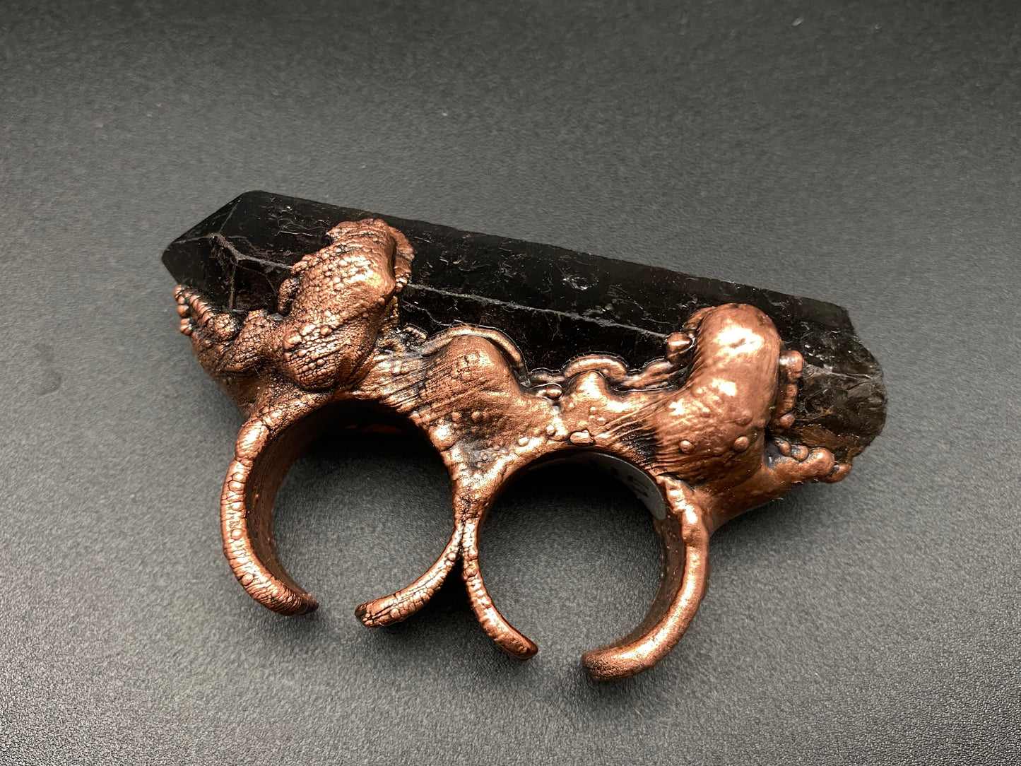 Apex ~ Double Finger Ring ~ Smoky Quartz