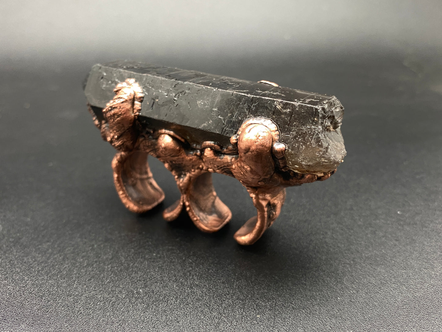 Apex ~ Double Finger Ring ~ Smoky Quartz