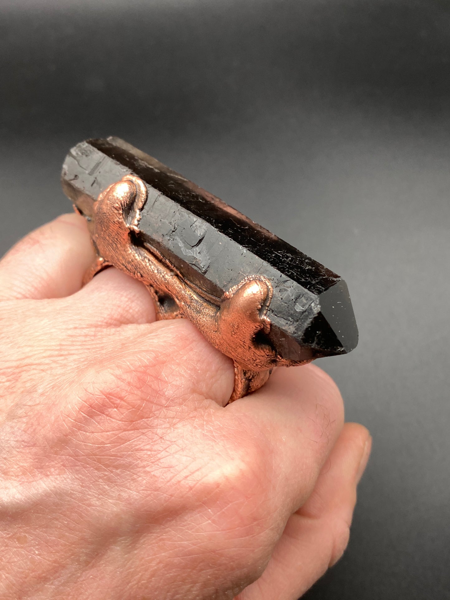 Apex ~ Double Finger Ring ~ Smoky Quartz