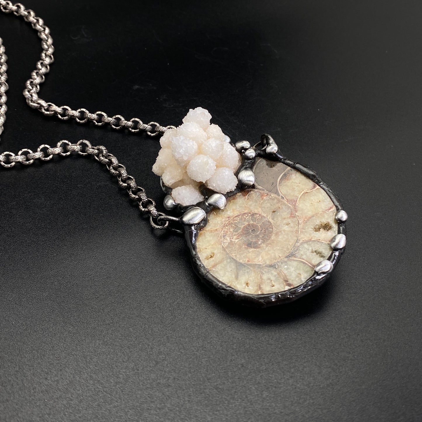 Oceanic ~ Fossil Ammonite & Calcium Stalactite Necklace