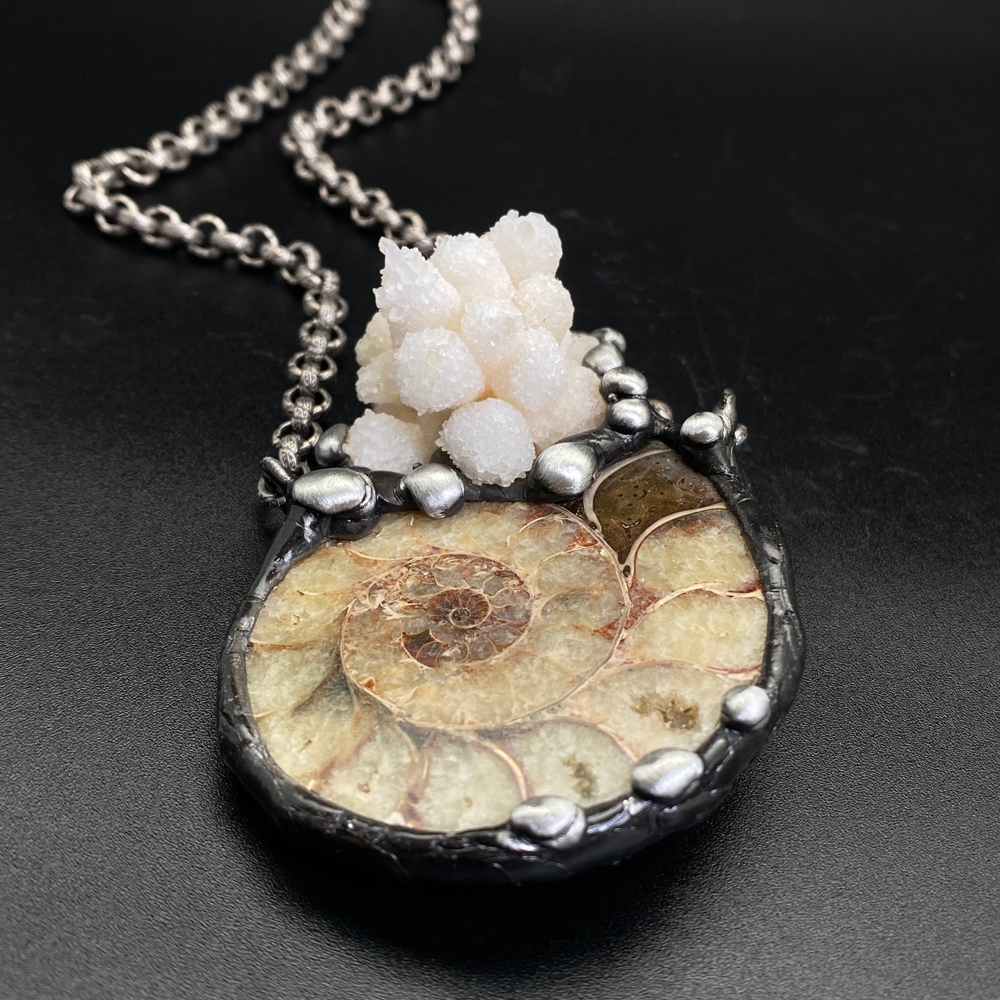 Oceanic ~ Fossil Ammonite & Calcium Stalactite Necklace