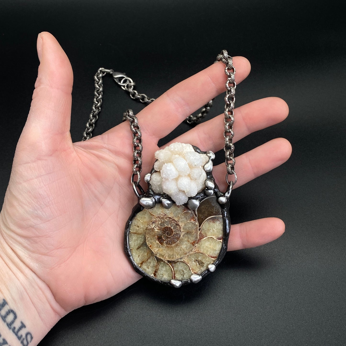 Oceanic ~ Fossil Ammonite & Calcium Stalactite Necklace
