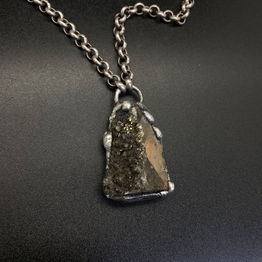 Facet ~ Small Fluorite Necklace With Pyrite