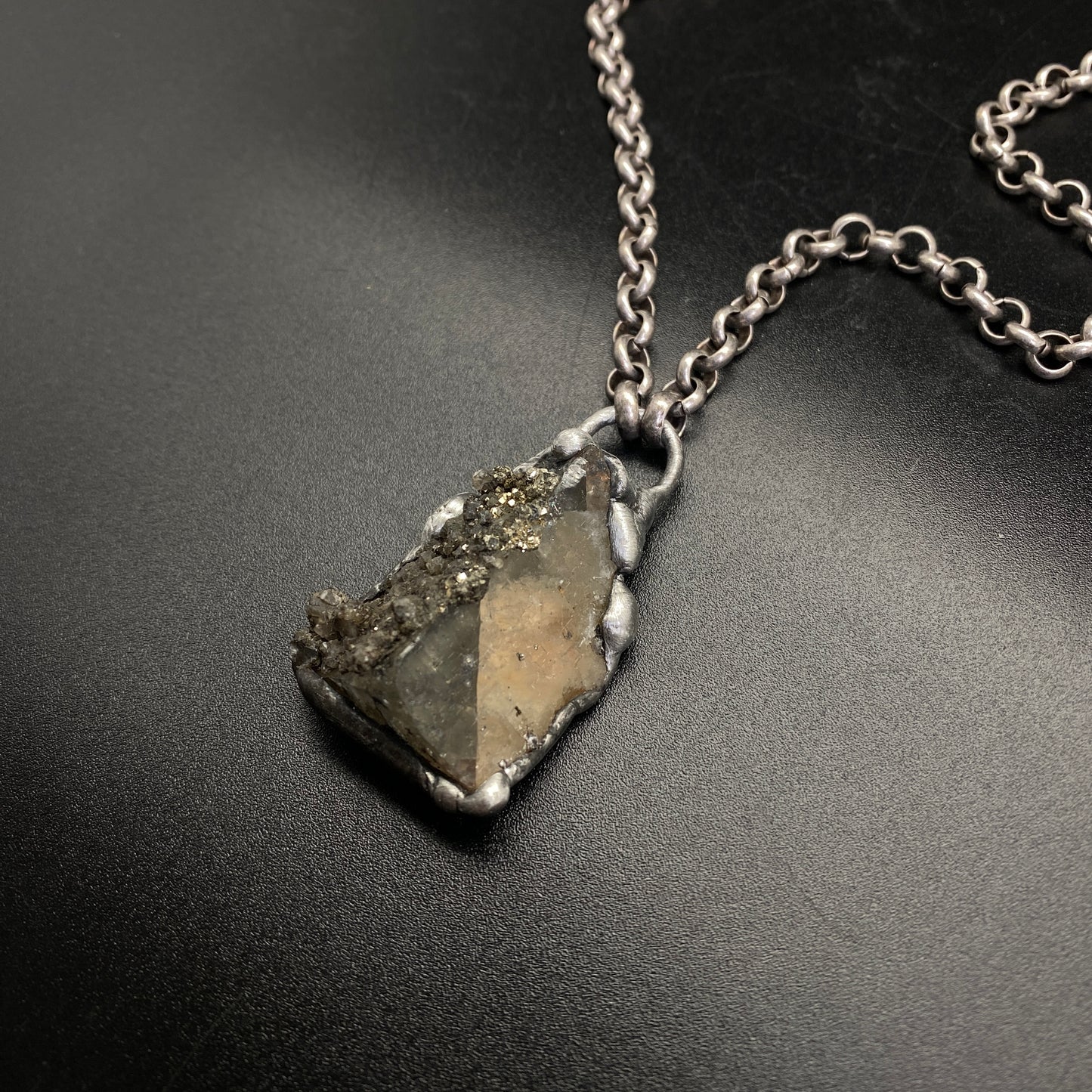 Facet ~ Small Fluorite Necklace With Pyrite