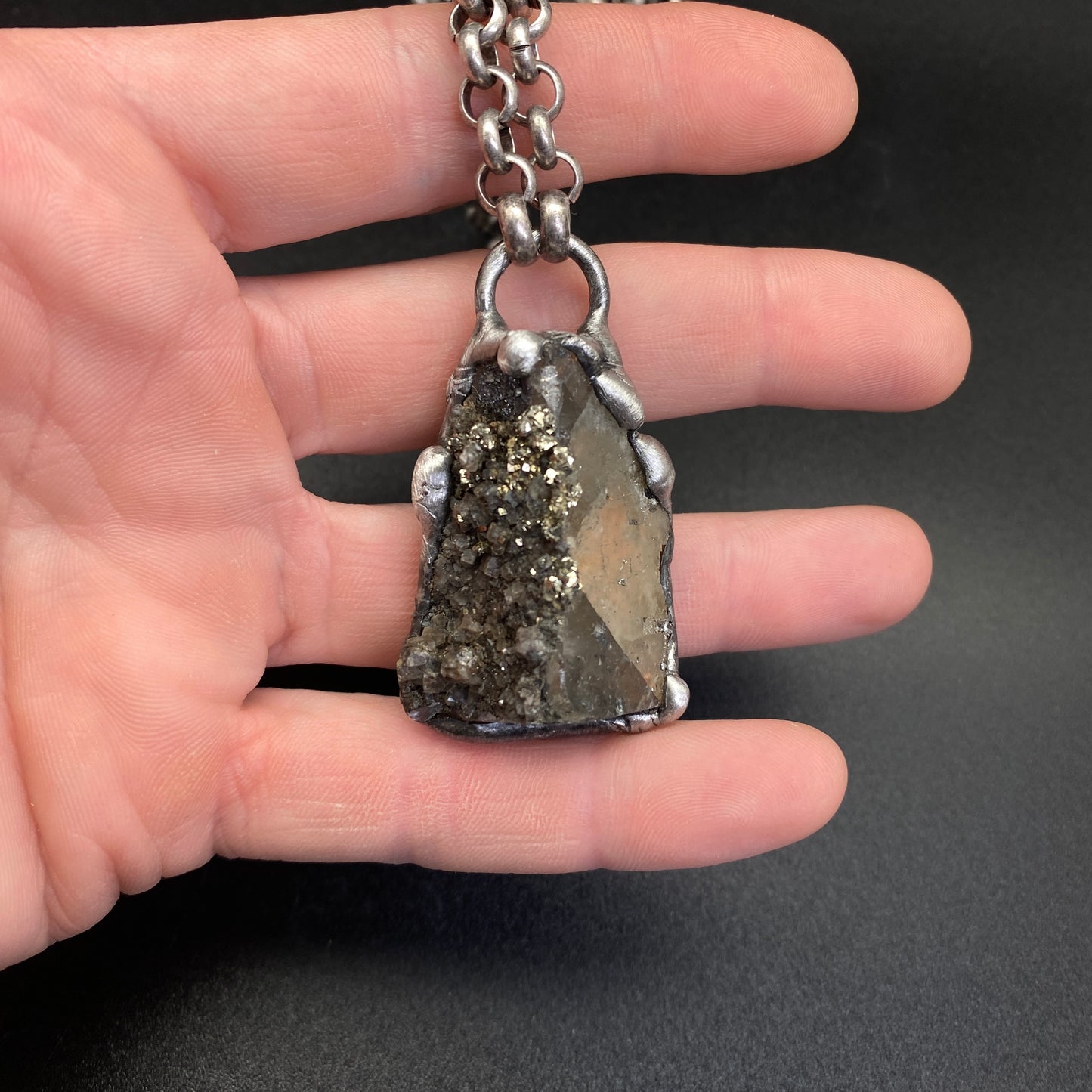 Facet ~ Small Fluorite Necklace With Pyrite