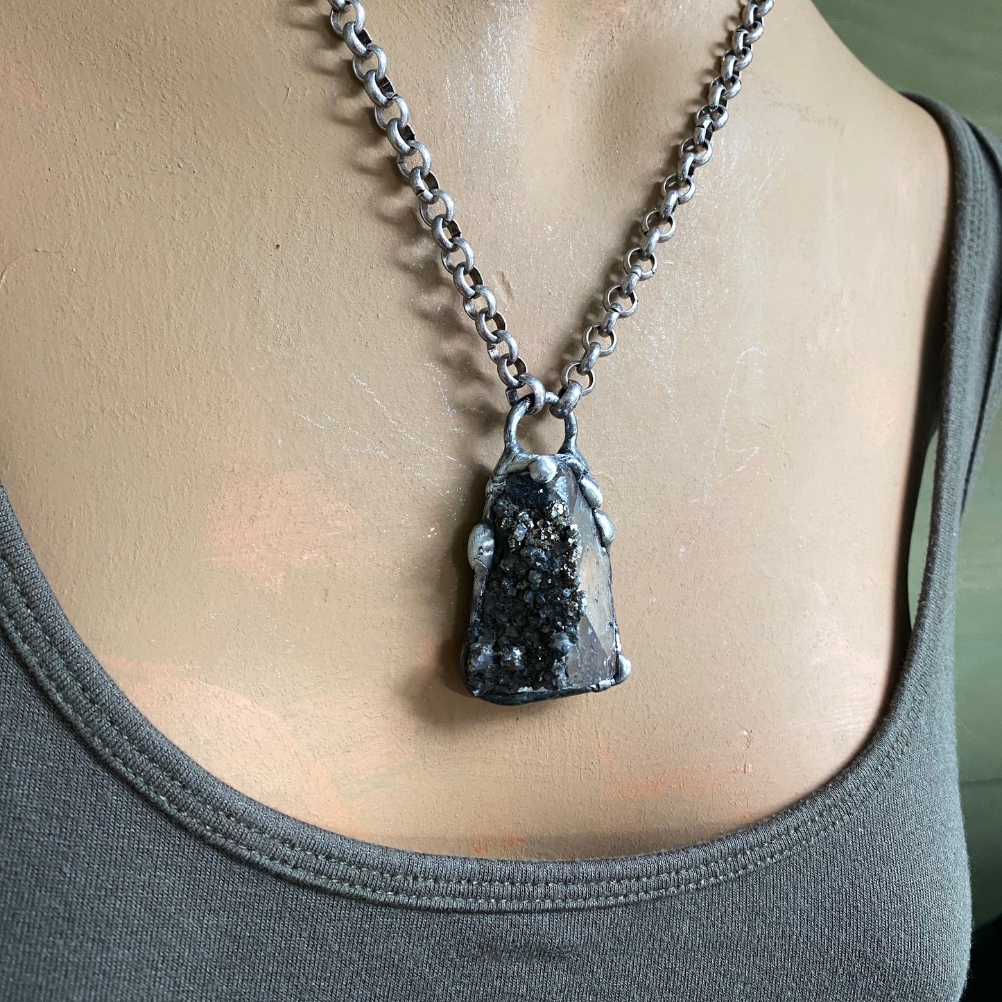 Facet ~ Small Fluorite Necklace With Pyrite