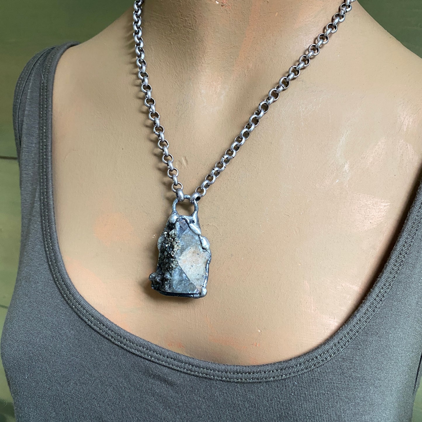 Facet ~ Small Fluorite Necklace With Pyrite