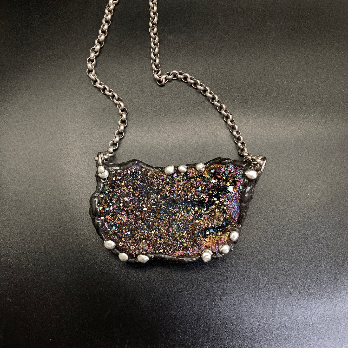 Magical Beast ~ Unicorn Quartz, Titanium Quartz Geode Necklace