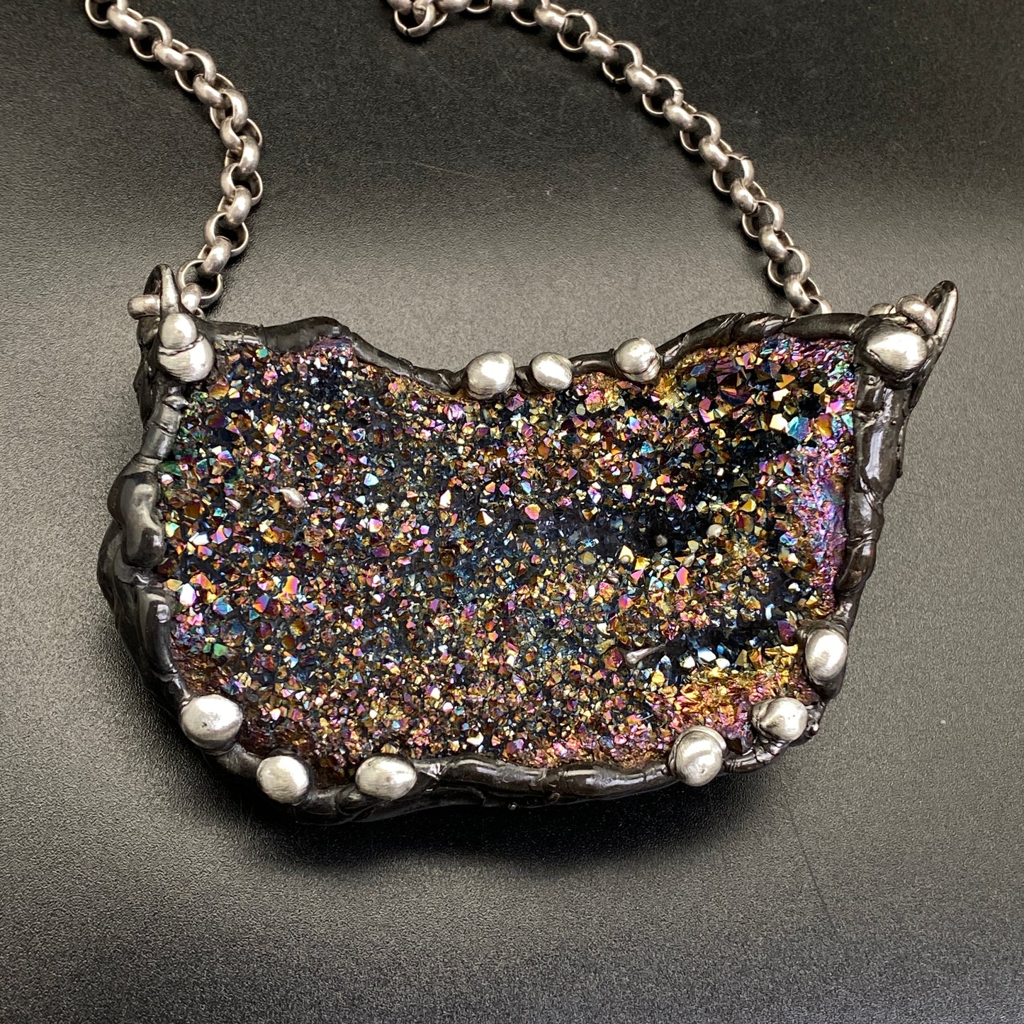 Magical Beast ~ Unicorn Quartz, Titanium Quartz Geode Necklace