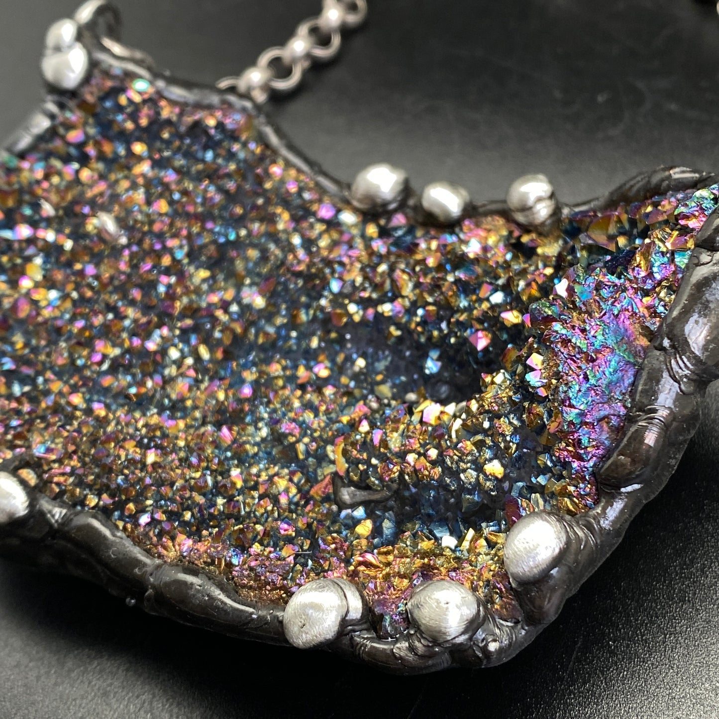Magical Beast ~ Unicorn Quartz, Titanium Quartz Geode Necklace