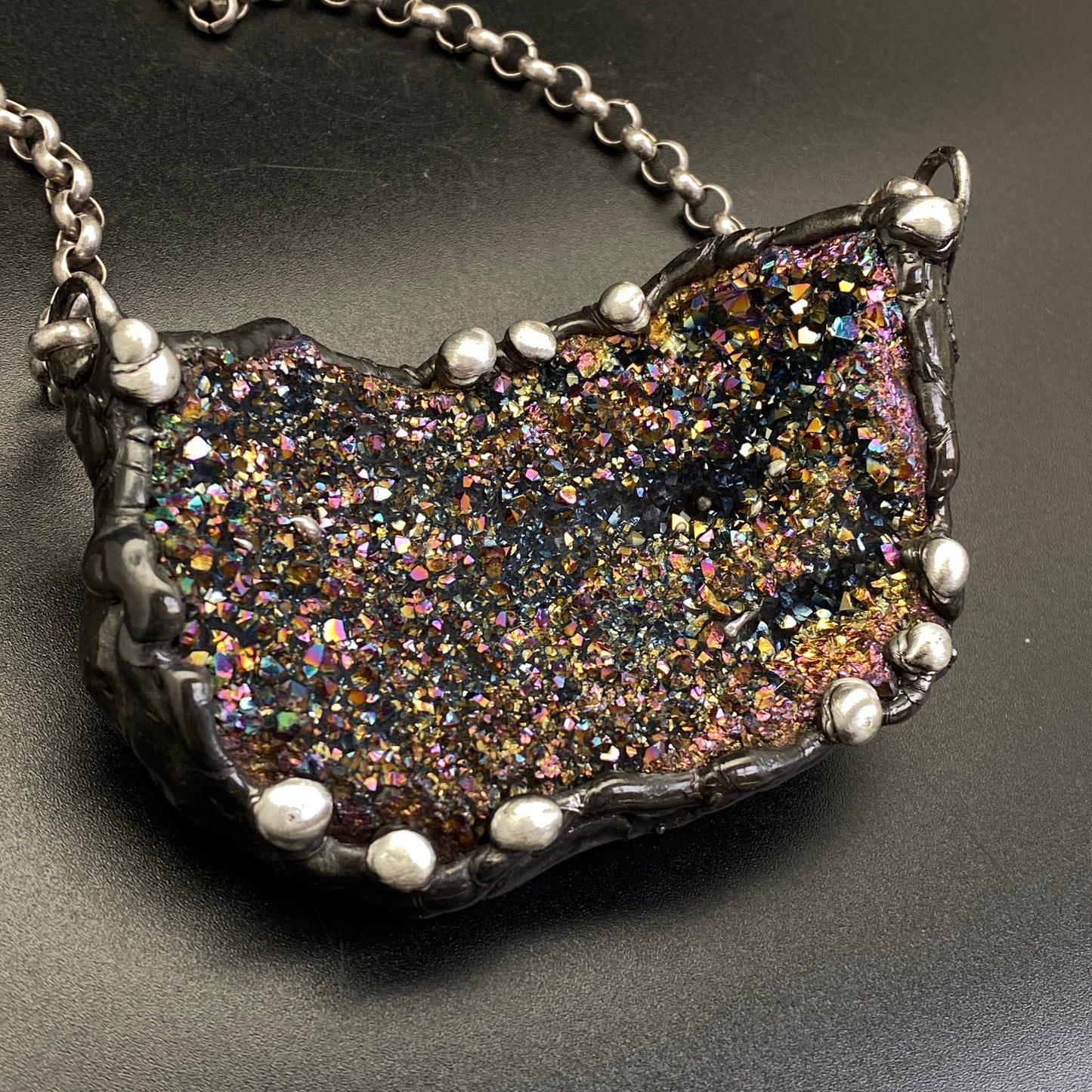 Magical Beast ~ Unicorn Quartz, Titanium Quartz Geode Necklace