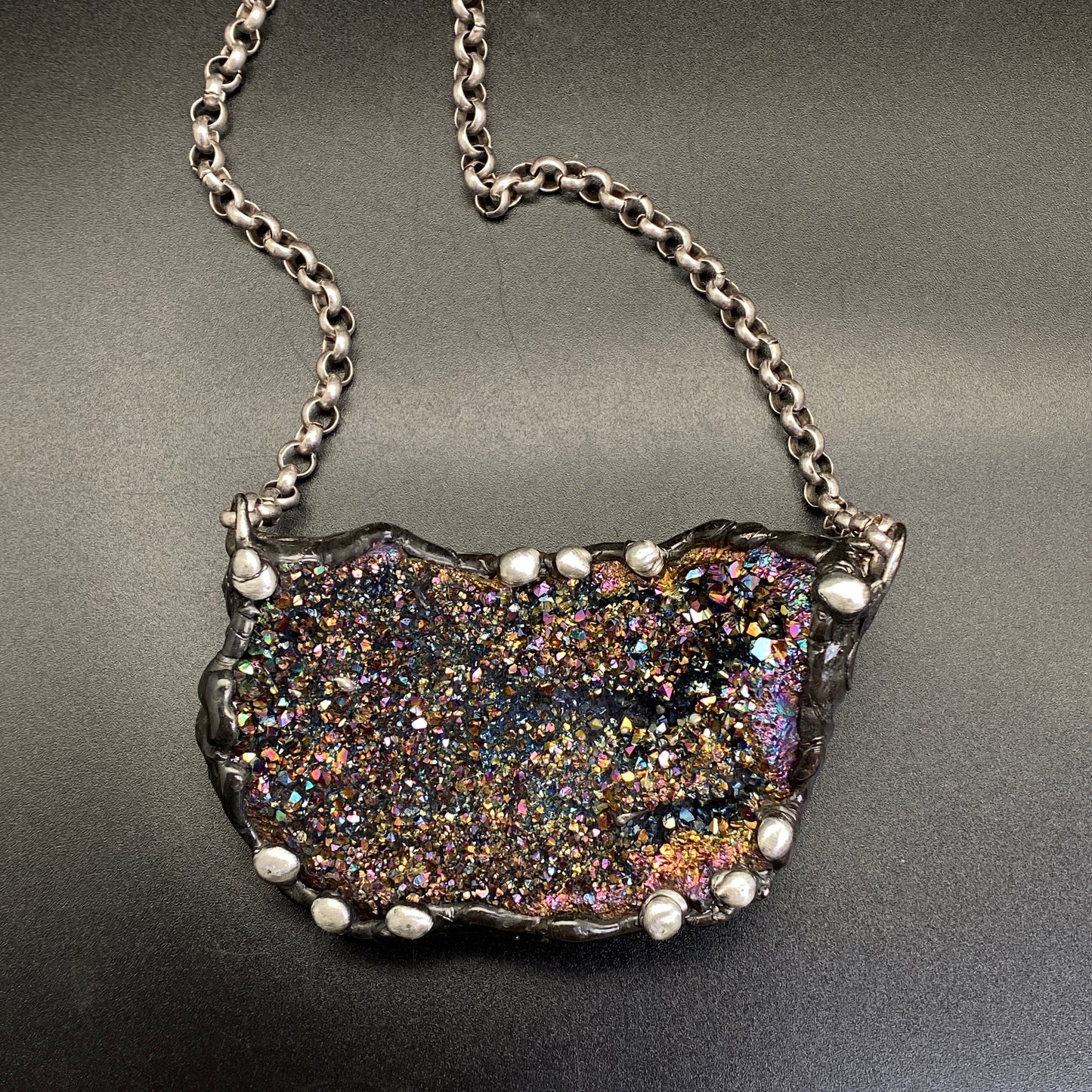 Magical Beast ~ Unicorn Quartz, Titanium Quartz Geode Necklace
