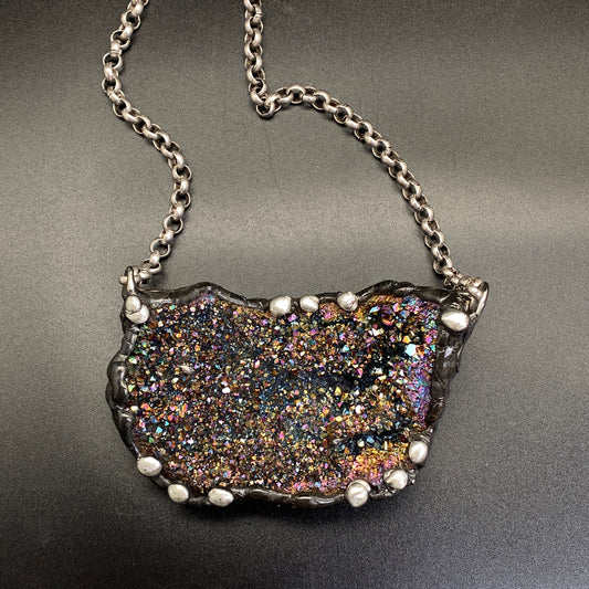 Magical Beast ~ Unicorn Quartz, Titanium Quartz Geode Necklace