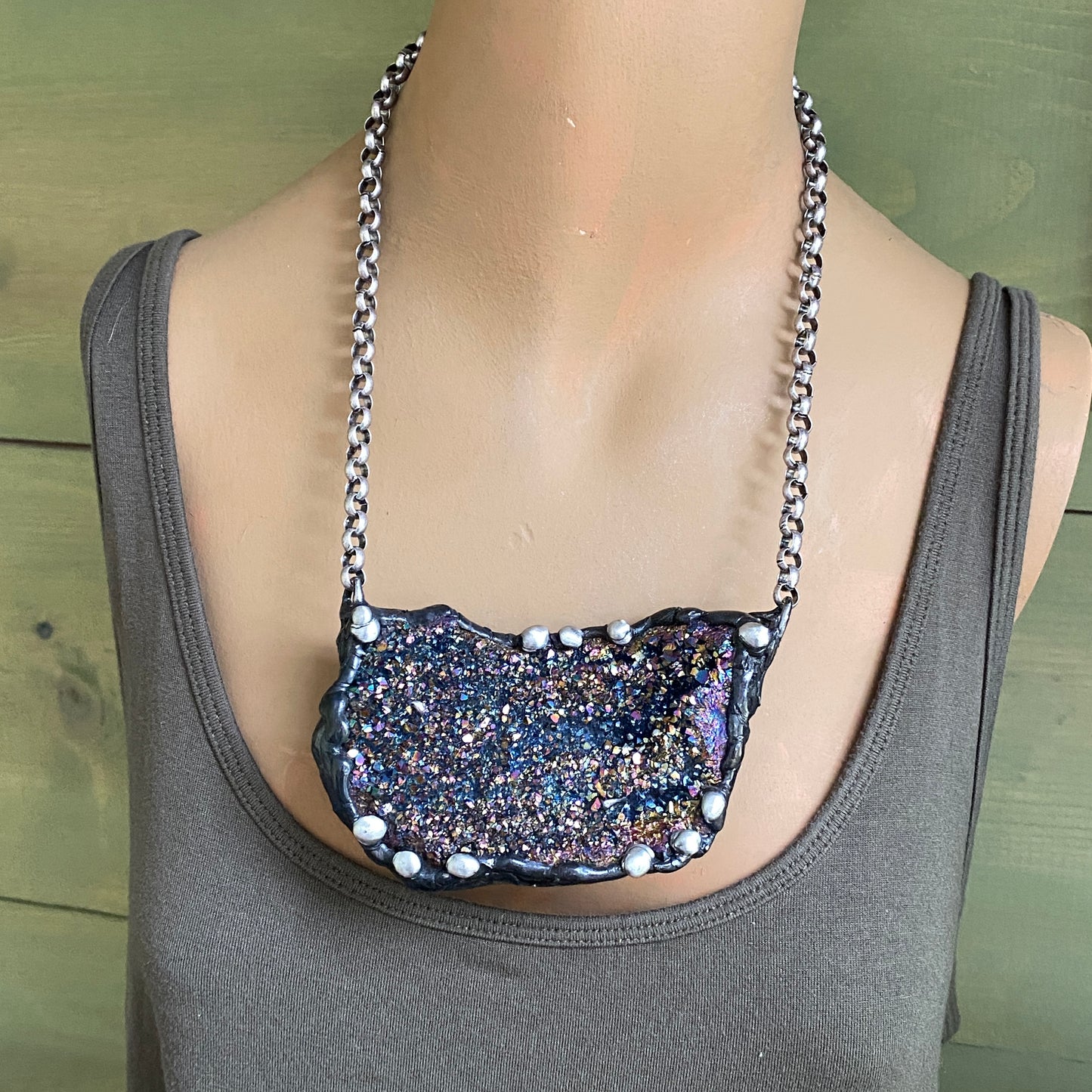 Magical Beast ~ Unicorn Quartz, Titanium Quartz Geode Necklace