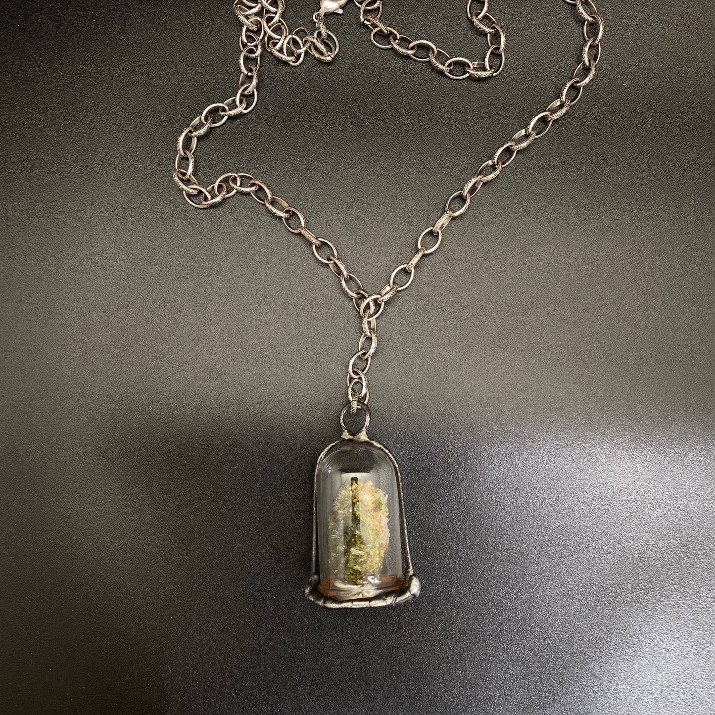 Micro ~ Epidote Quartz Terrarium Necklace