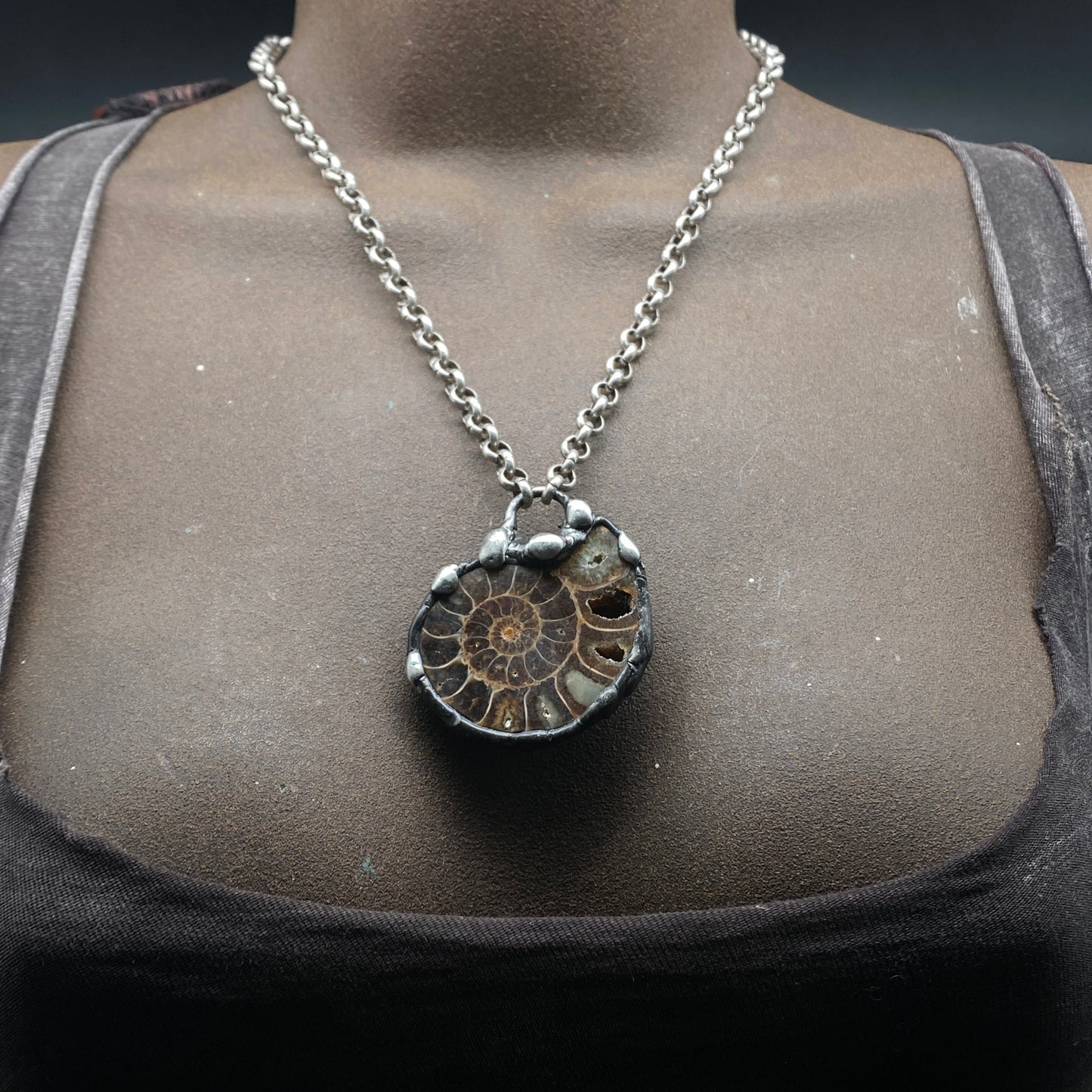 Fibonacci ~ Small Fossil Ammonite Necklace