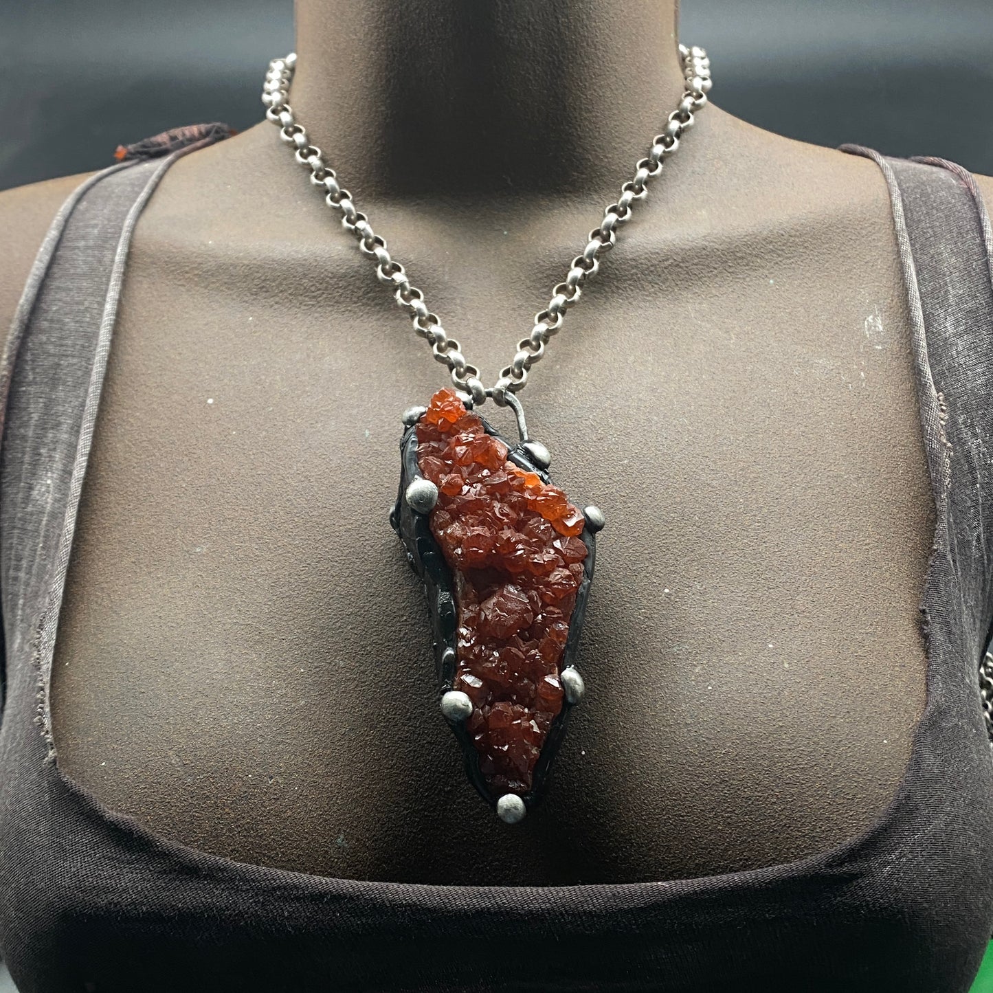 Reach ~ Hematoid Quartz Cluster ~ Statement Red Quartz Necklace