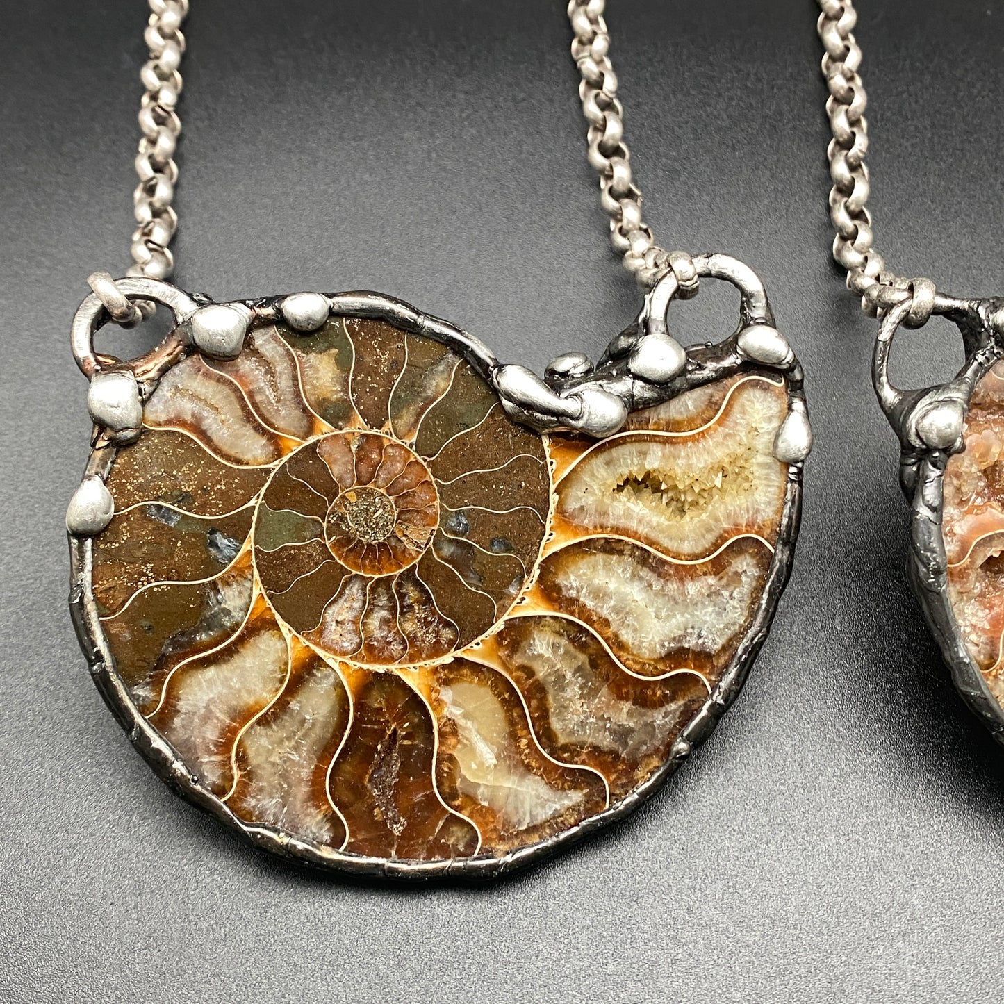 Fibonacci ~ Large Fossil Ammonite Necklace