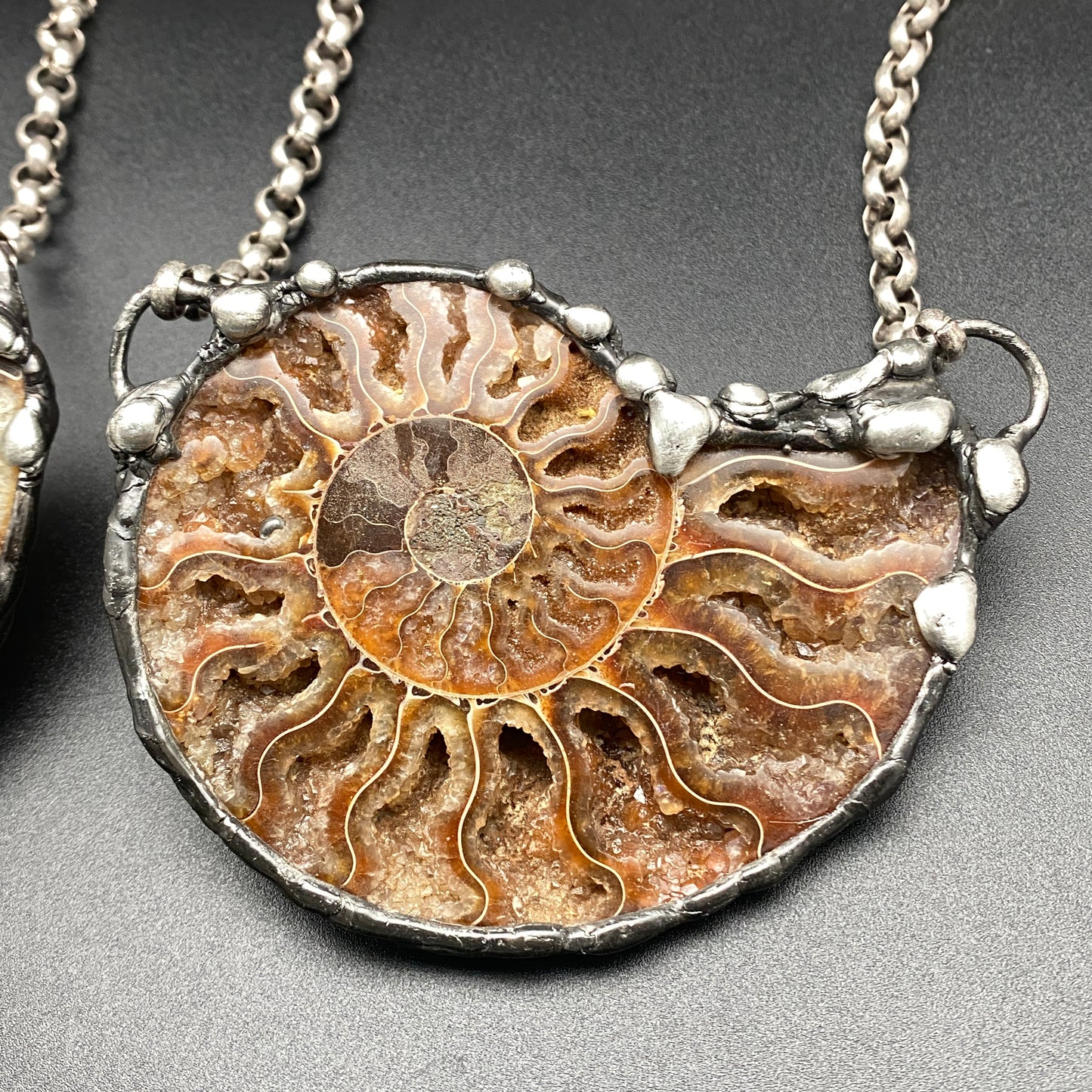 Fibonacci ~ Large Fossil Ammonite Necklace