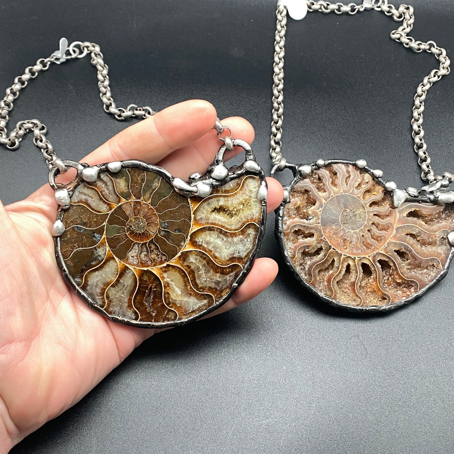 Fibonacci ~ Large Fossil Ammonite Necklace