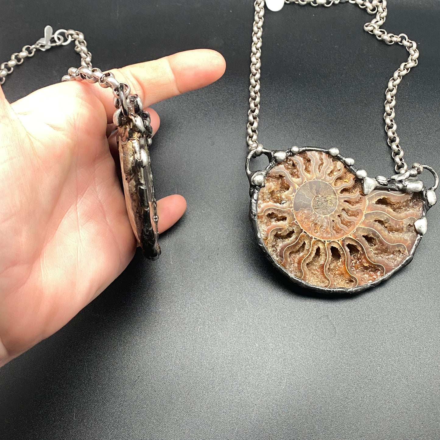 Fibonacci ~ Large Fossil Ammonite Necklace