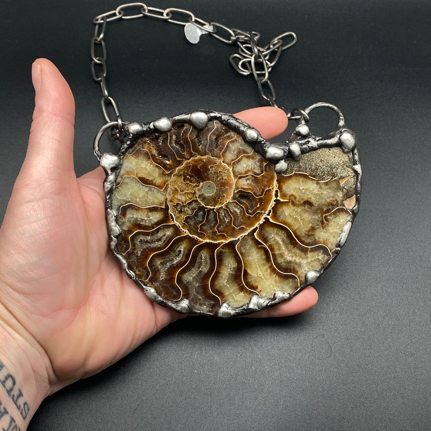 Fibonacci ~ XL Fossil Ammonite Necklace