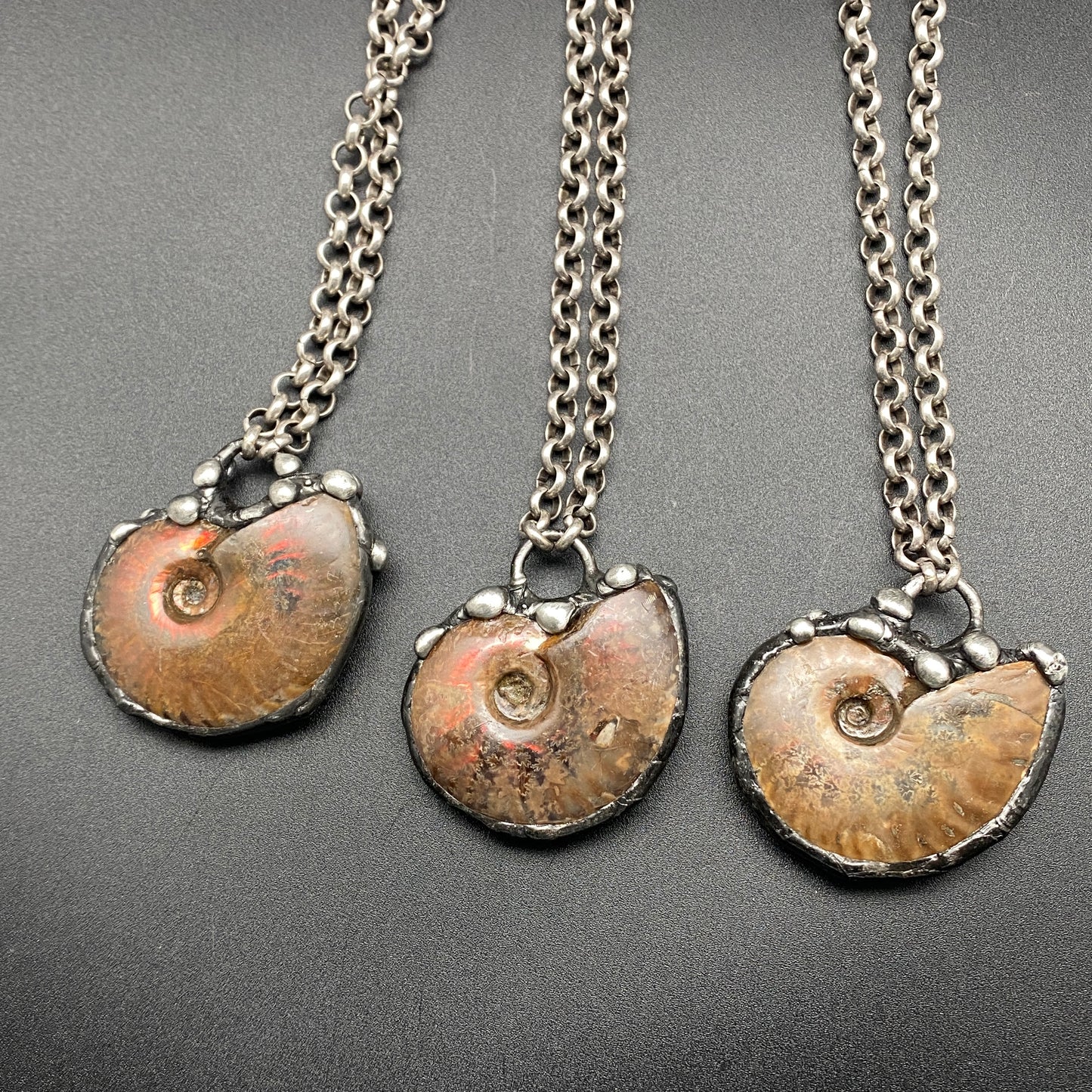 Aurora ~ Small Full Fossil Ammolite Necklace