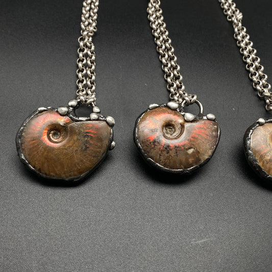 Aurora ~ Small Full Fossil Ammolite Necklace