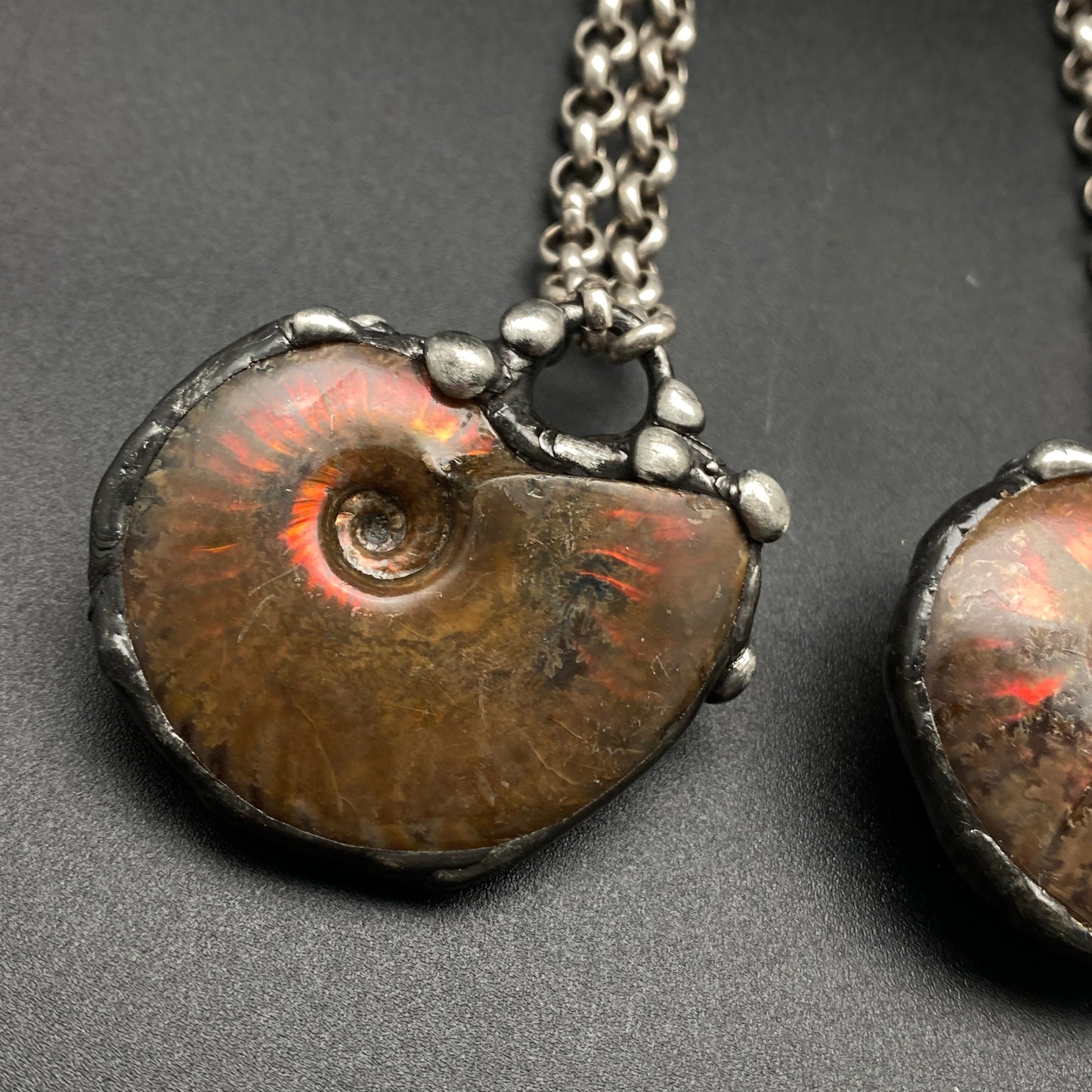 Aurora ~ Small Full Fossil Ammolite Necklace