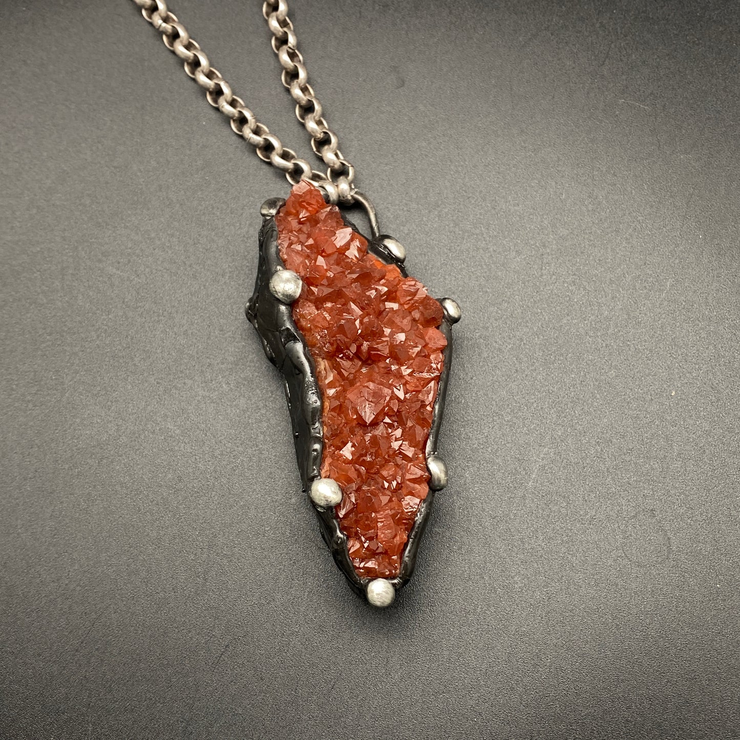 Reach ~ Hematoid Quartz Cluster ~ Statement Red Quartz Necklace