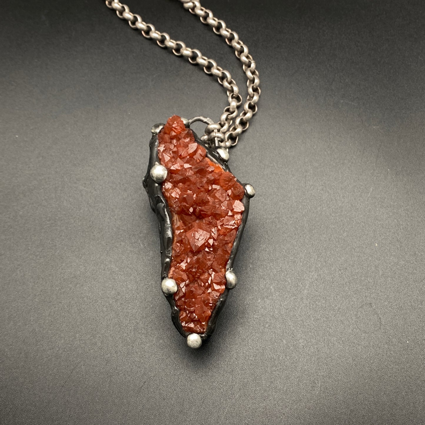 Reach ~ Hematoid Quartz Cluster ~ Statement Red Quartz Necklace