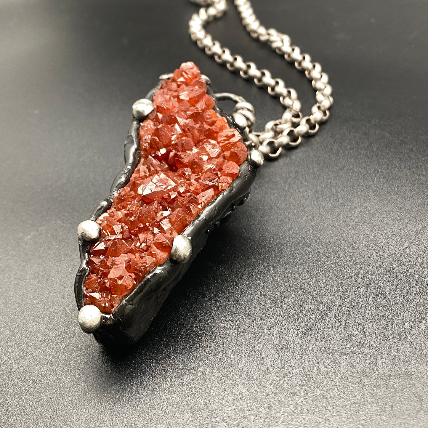 Reach ~ Hematoid Quartz Cluster ~ Statement Red Quartz Necklace