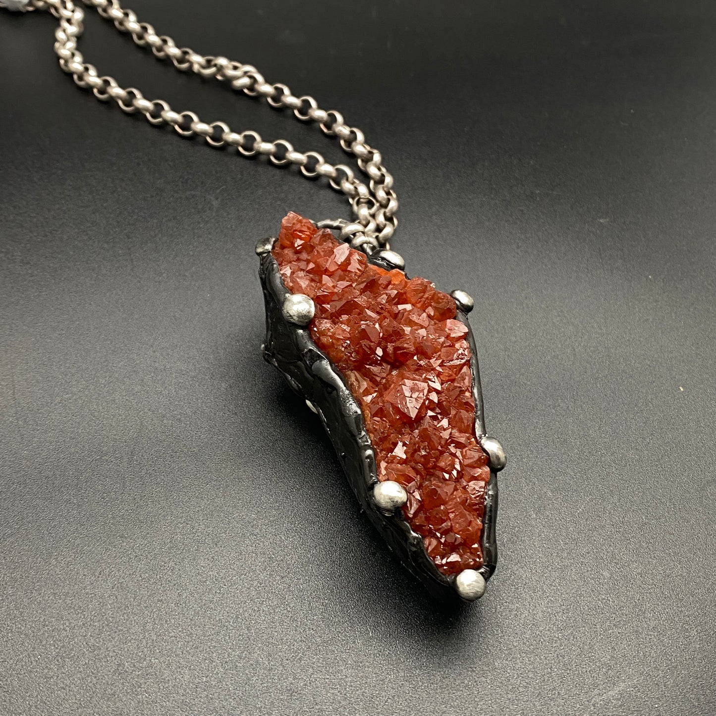 Reach ~ Hematoid Quartz Cluster ~ Statement Red Quartz Necklace