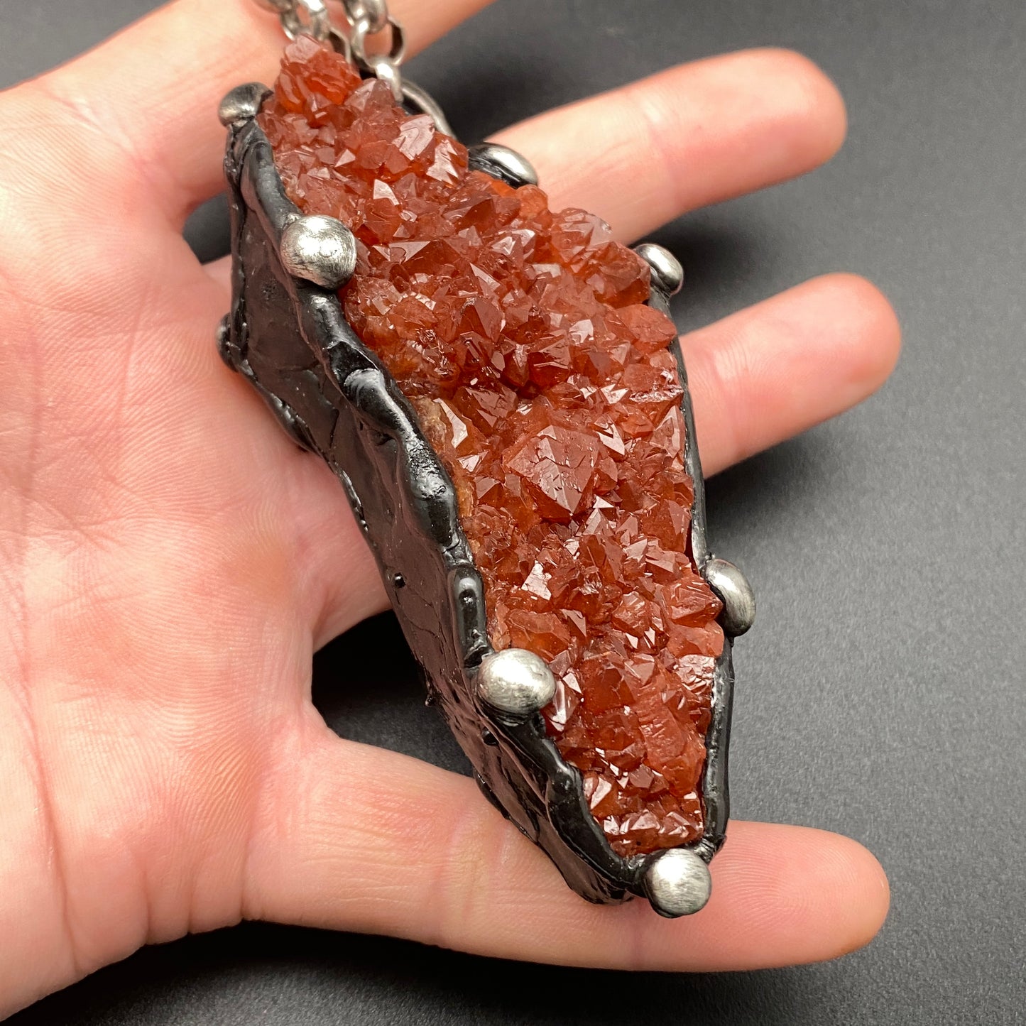 Reach ~ Hematoid Quartz Cluster ~ Statement Red Quartz Necklace