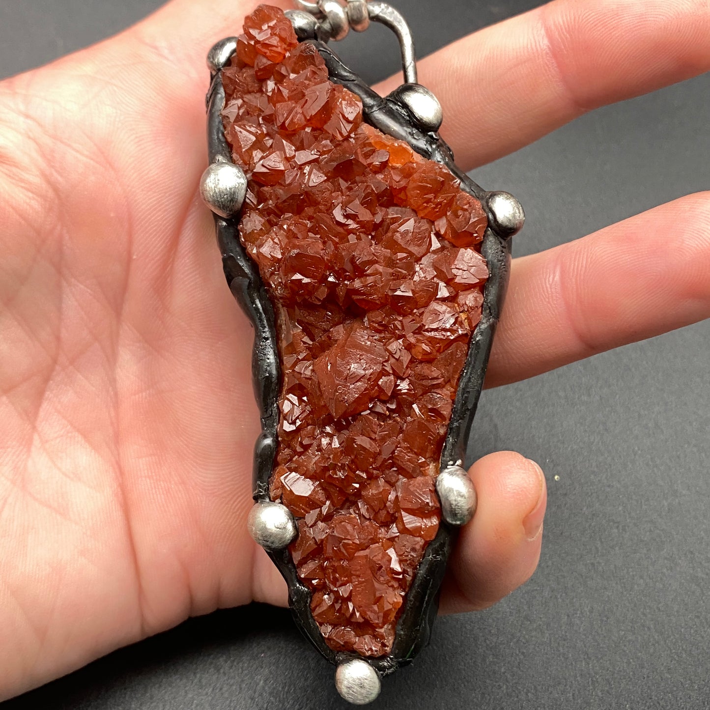Reach ~ Hematoid Quartz Cluster ~ Statement Red Quartz Necklace