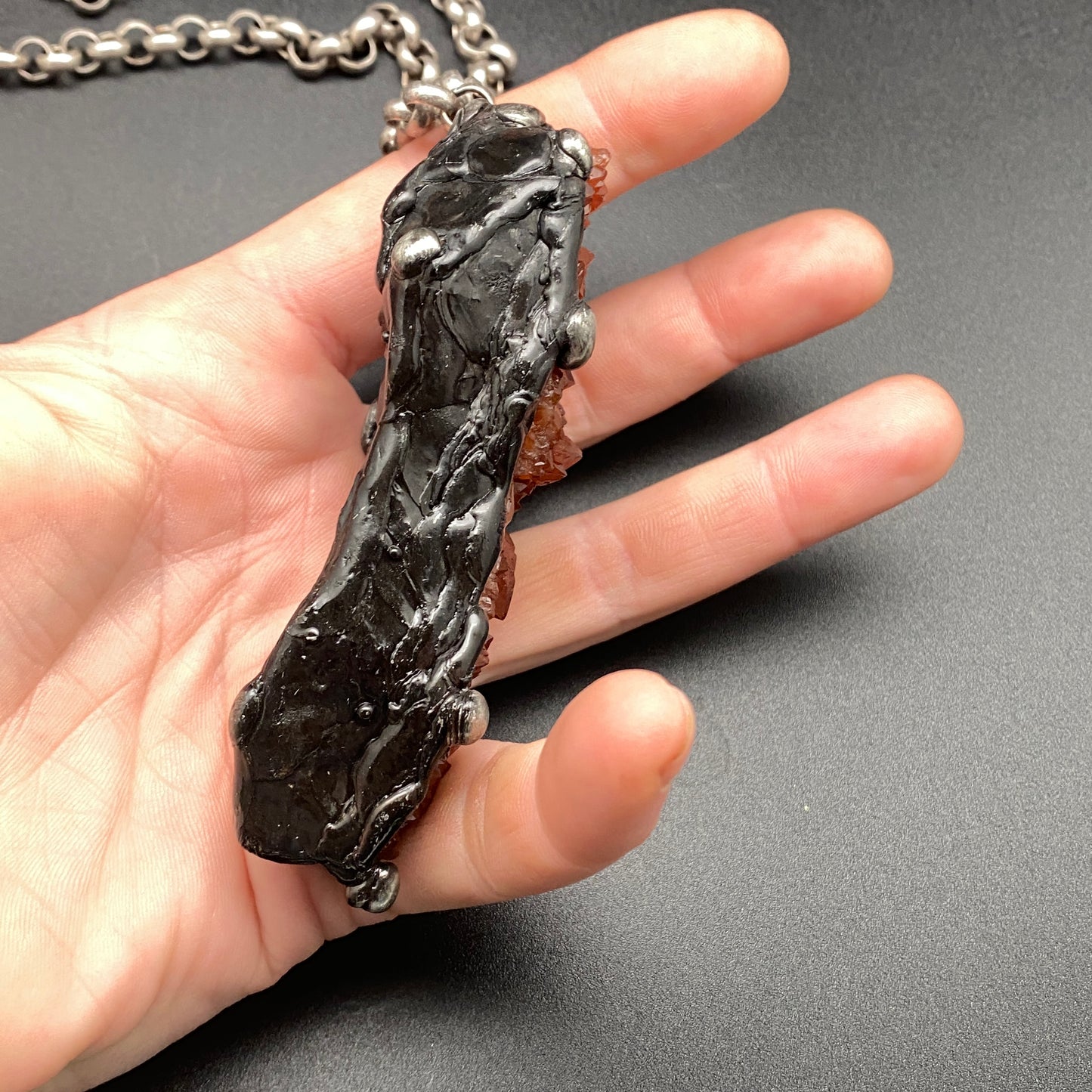 Reach ~ Hematoid Quartz Cluster ~ Statement Red Quartz Necklace