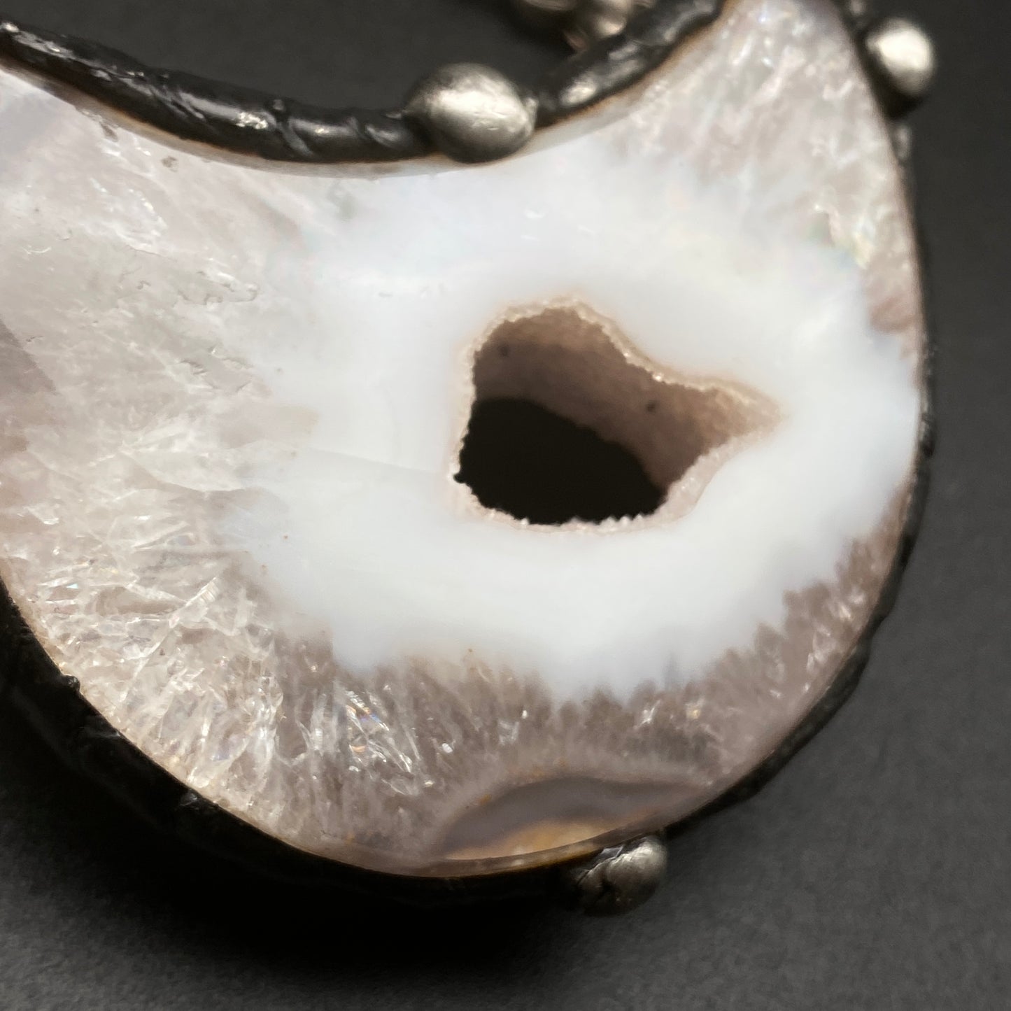 Luna ~ Half Moon Crystal Agate Necklace