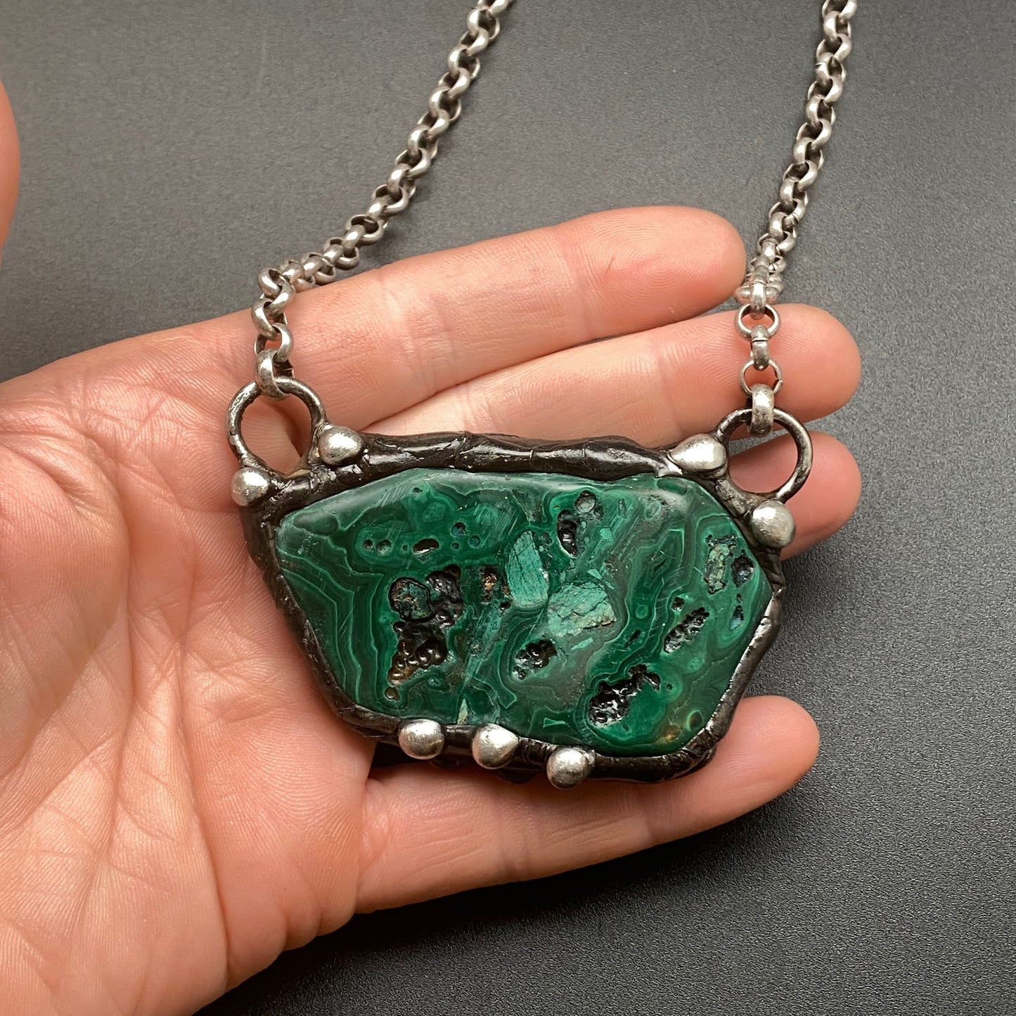 Glean ~ Reversible Malachite Necklace