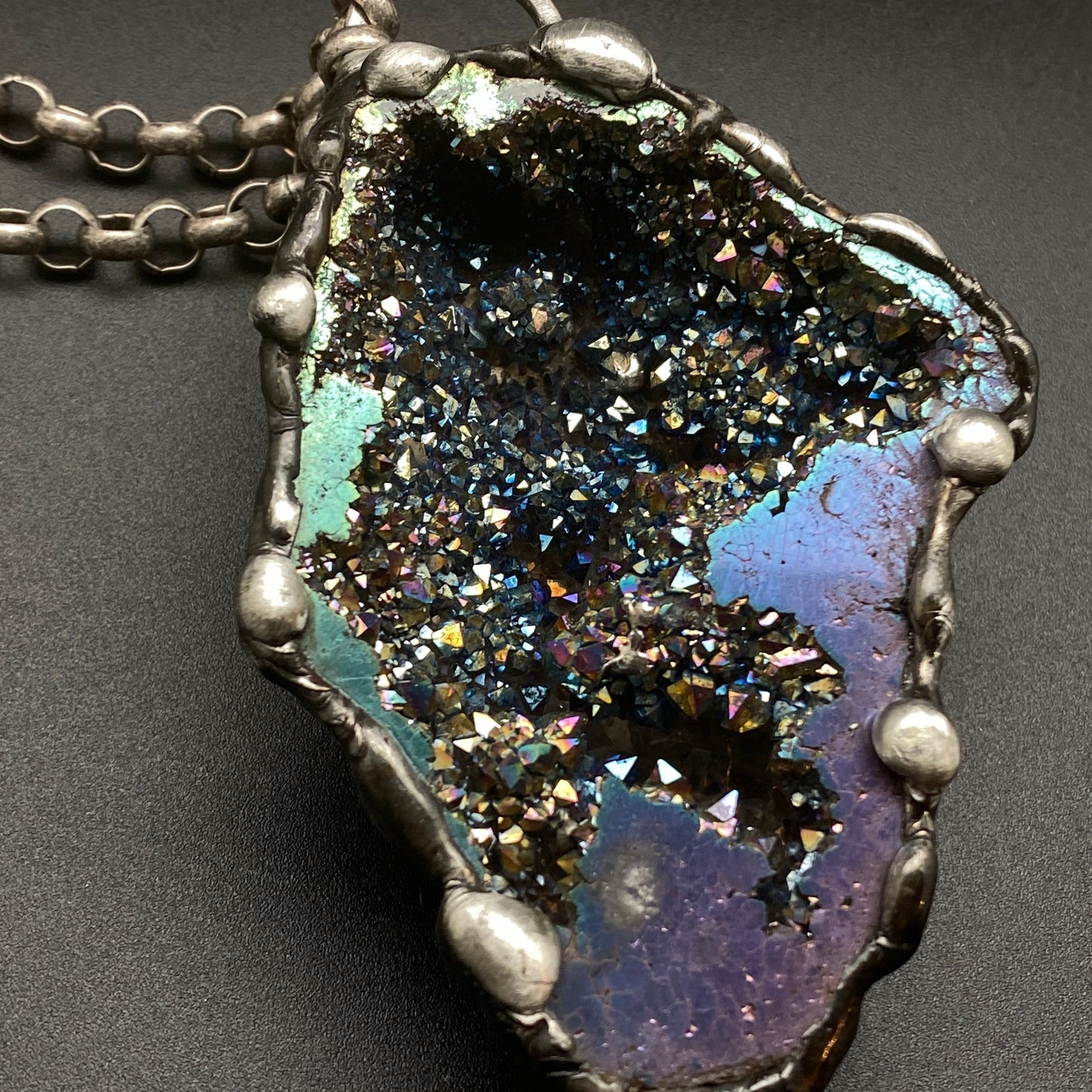Orbits ~ Titanium Quartz Geode Necklace