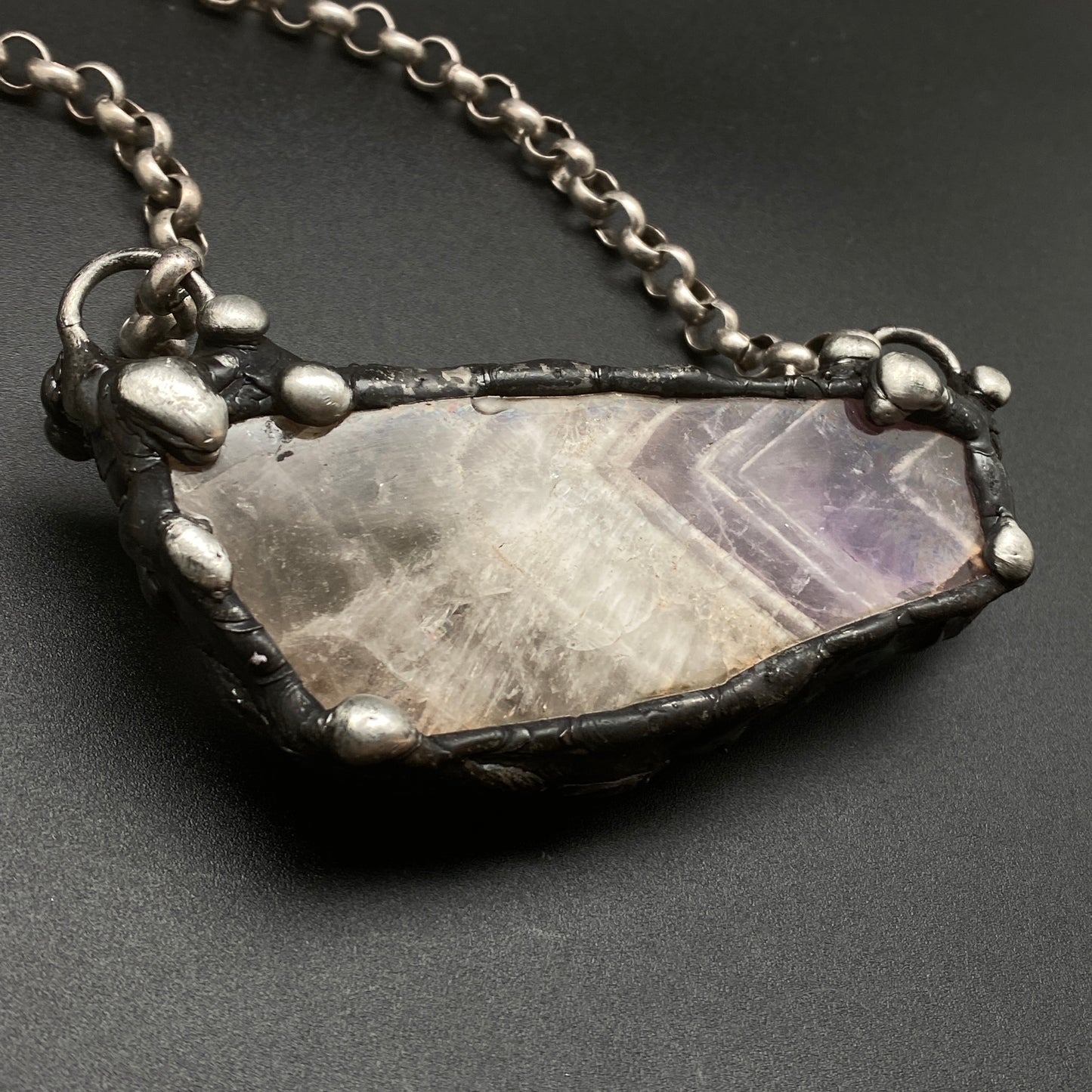 Chevron ~ Chevron Amethyst Slab Crystal Necklace
