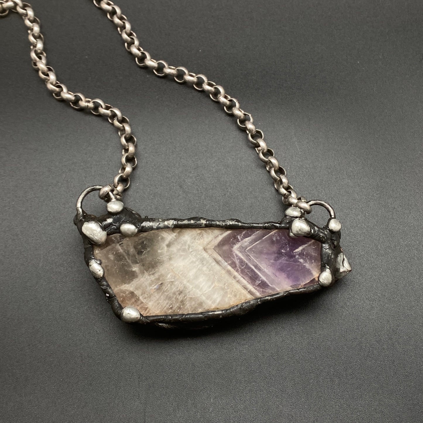 Chevron ~ Chevron Amethyst Slab Crystal Necklace