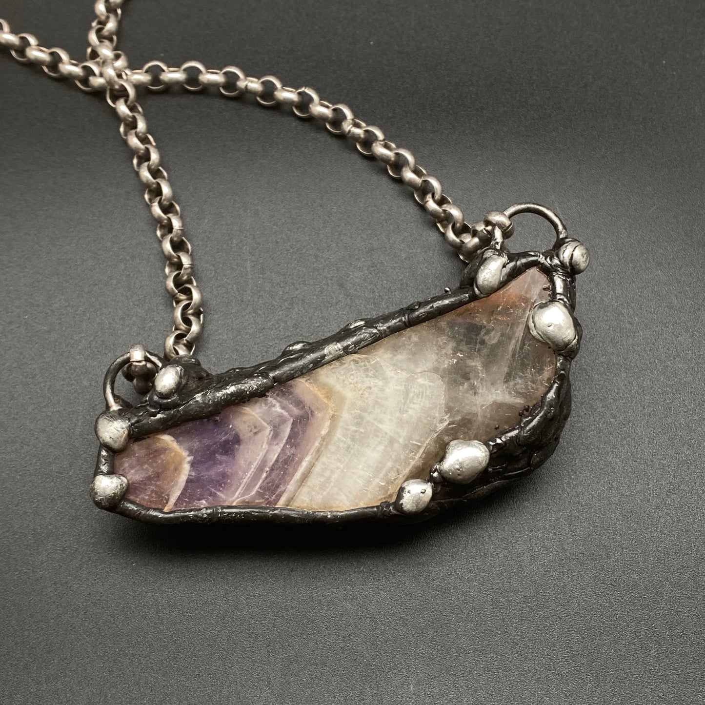 Chevron ~ Chevron Amethyst Slab Crystal Necklace