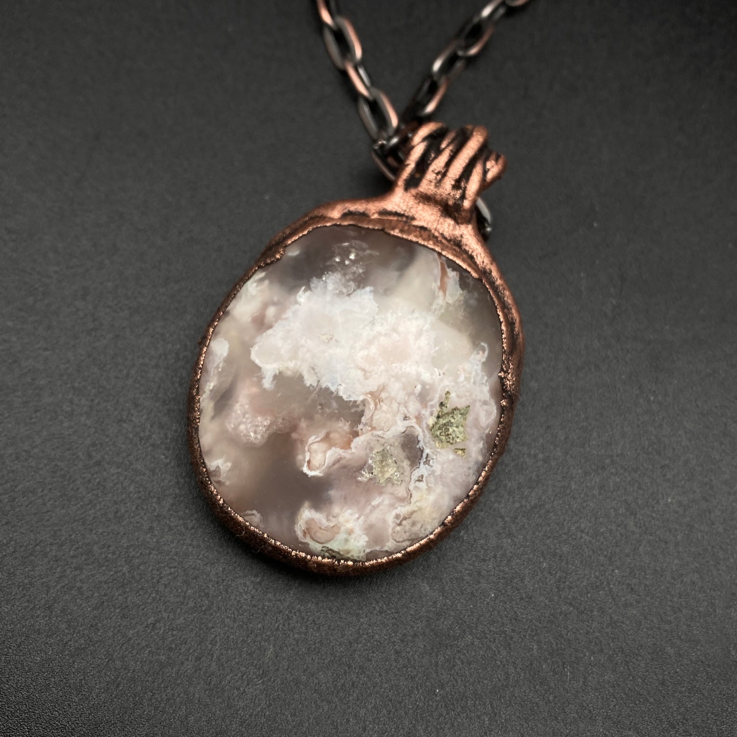 Bloom ~ Copper Electroformed Flower Agate Necklace