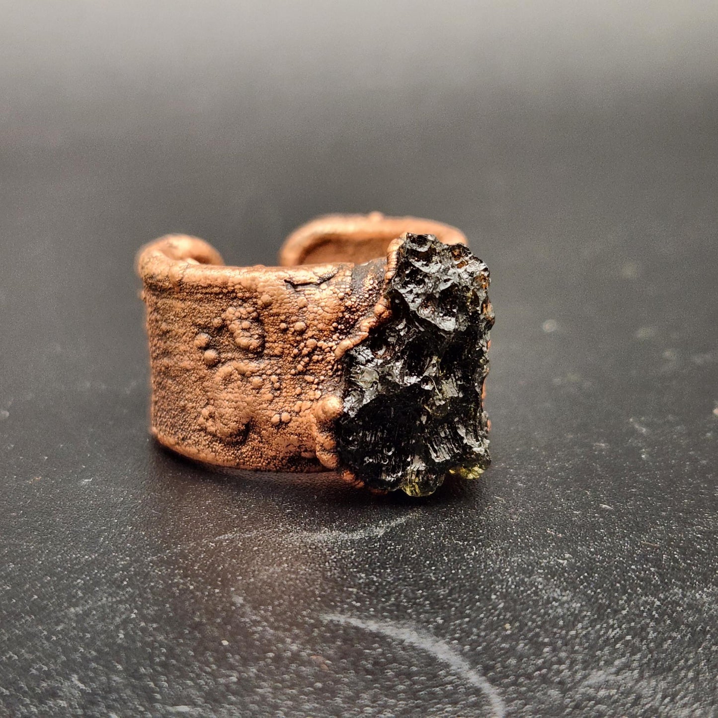 Origins ~ Moldavite Statement Ring