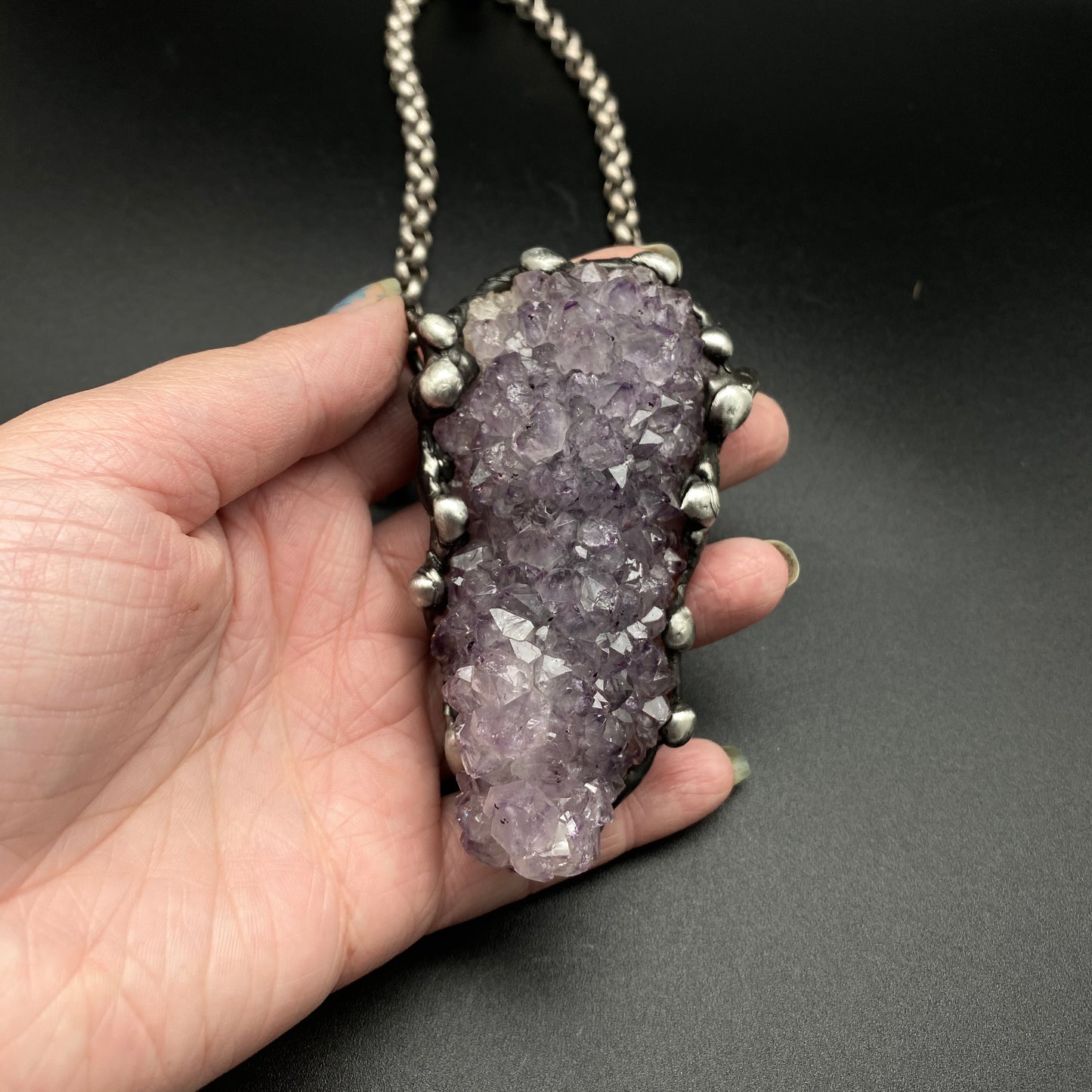 Sideshow ~ Amethyst Druzy Crystal Necklace