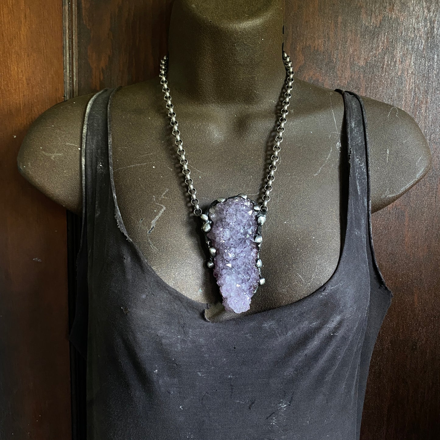 Sideshow ~ Amethyst Druzy Crystal Necklace