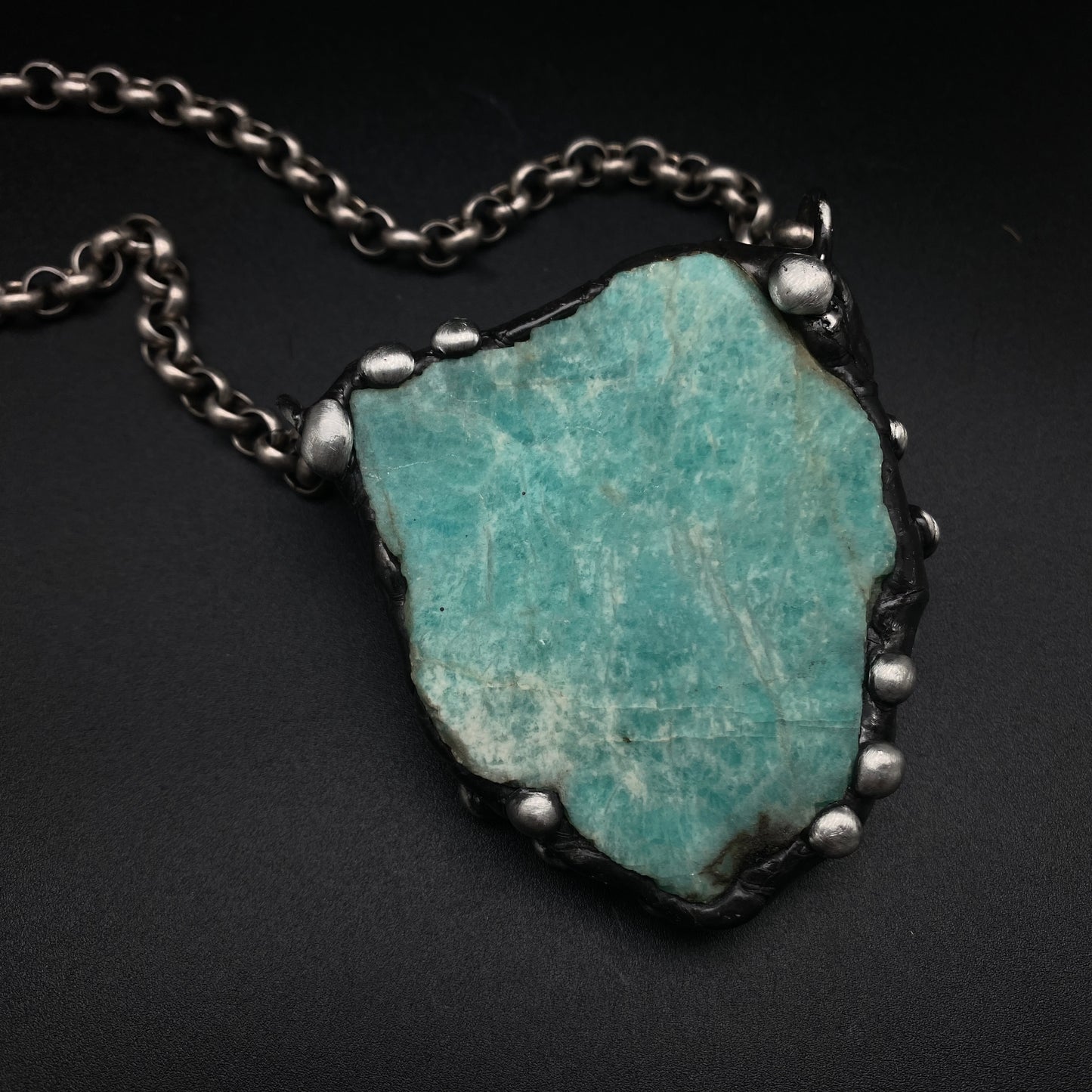 Iceberg ~ Large Amazonite Slab Necklace