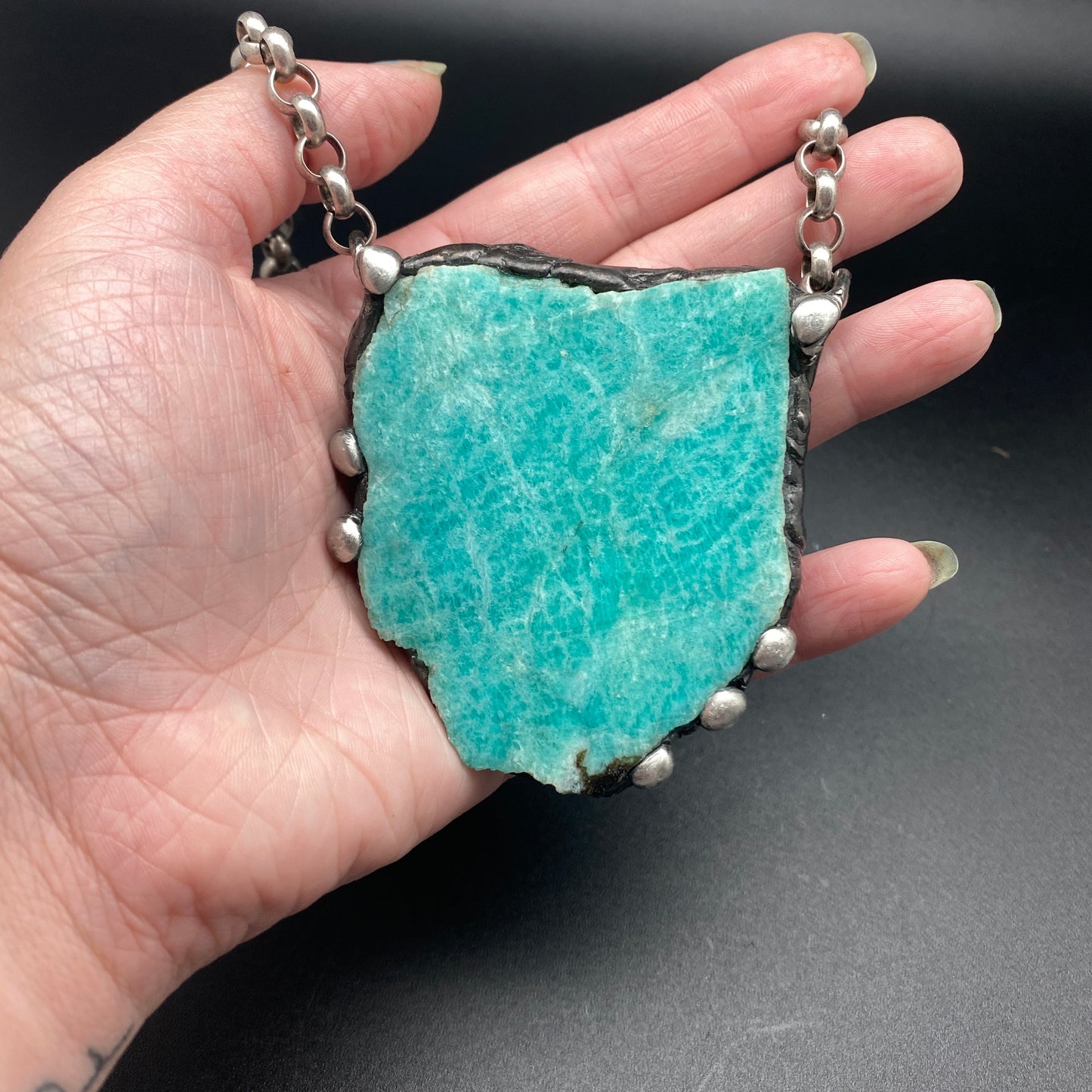 Iceberg ~ Large Amazonite Slab Necklace