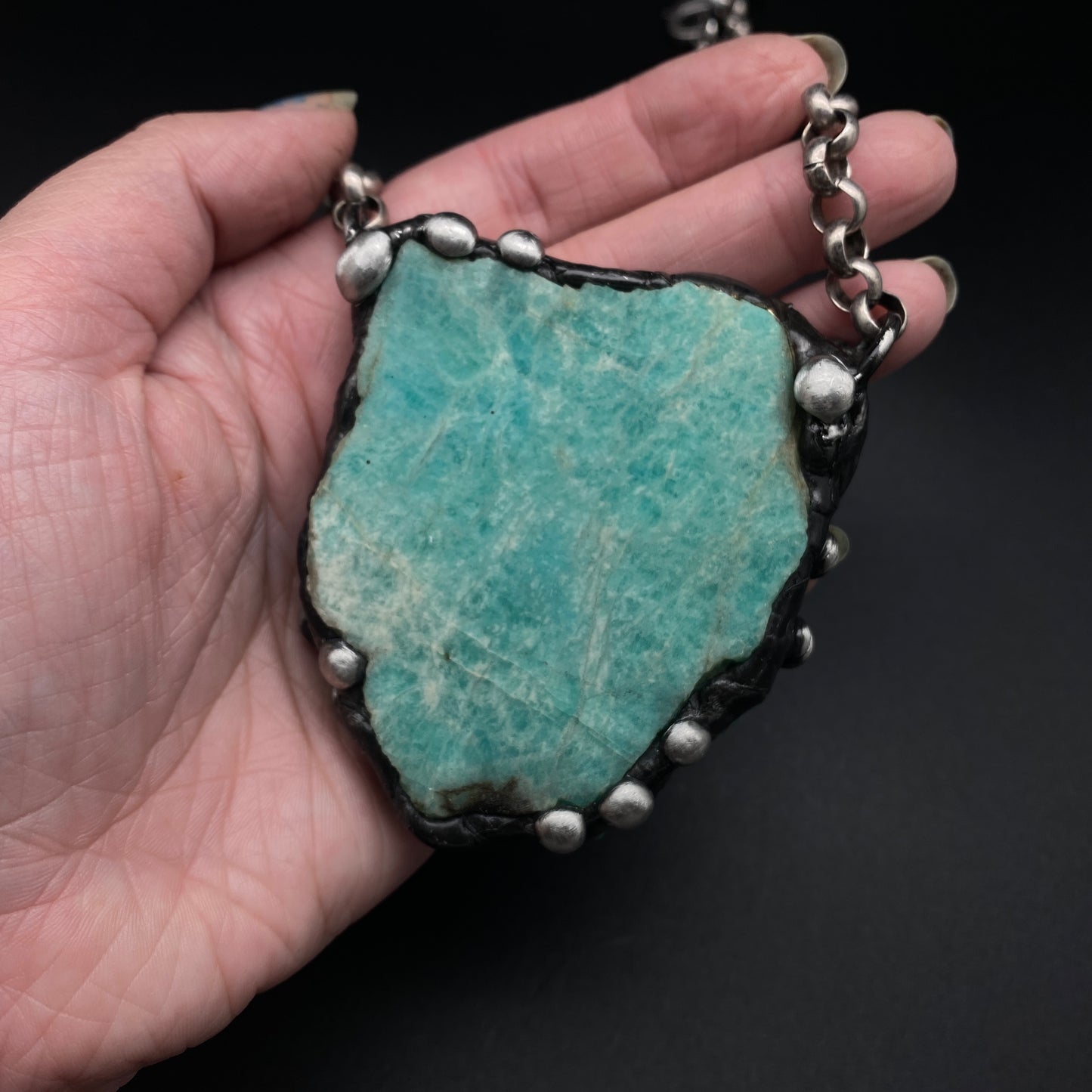 Iceberg ~ Large Amazonite Slab Necklace