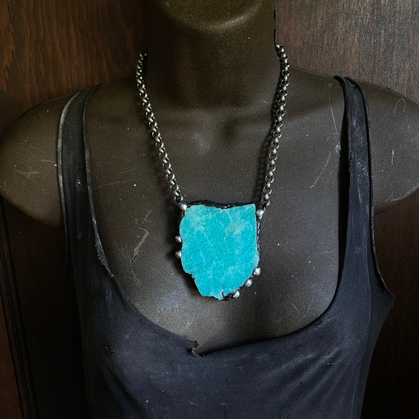Iceberg ~ Large Amazonite Slab Necklace